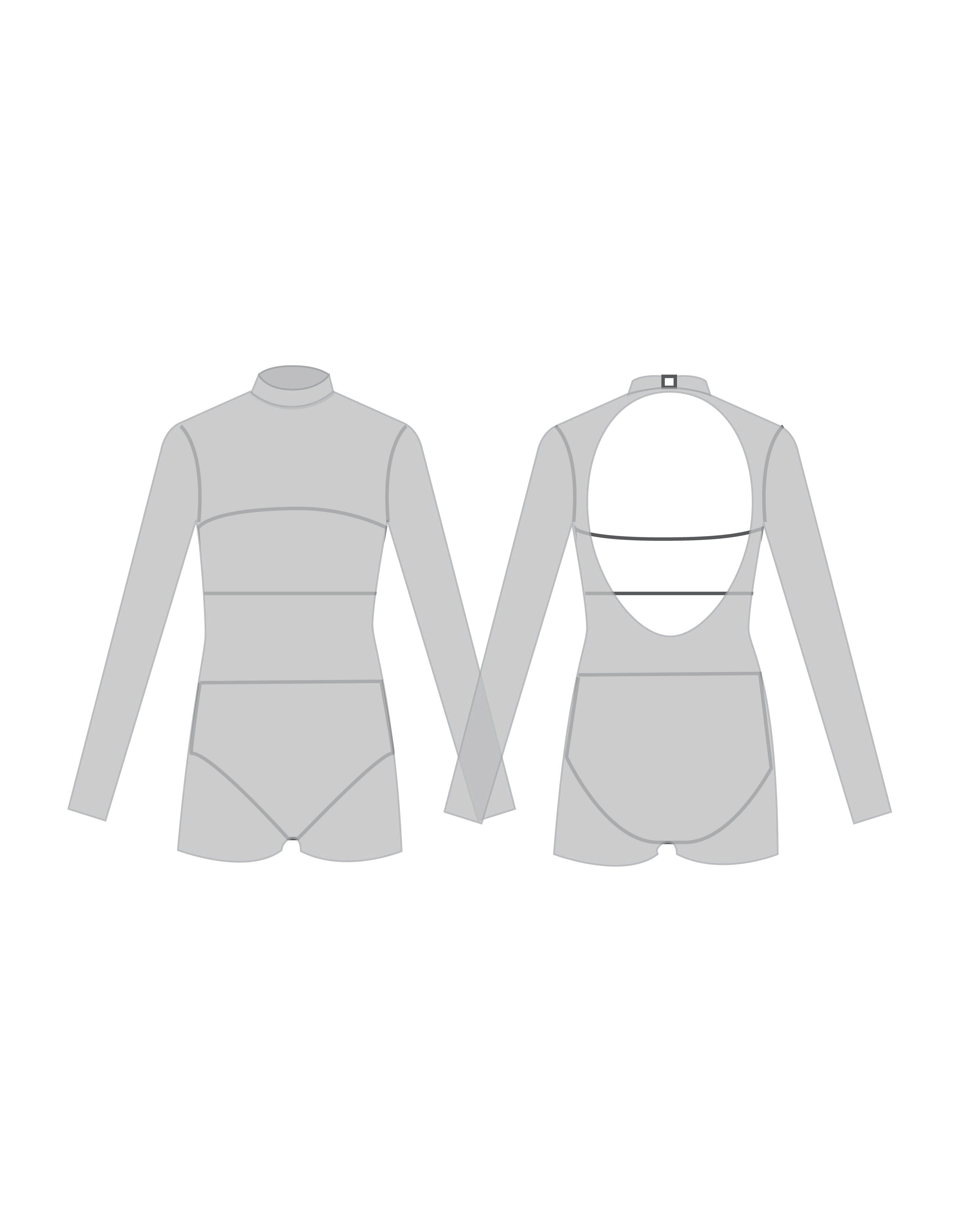 Custom Inked LS TNeck Biketard Mesh with Bandeau and Panty - Lycra & Mesh