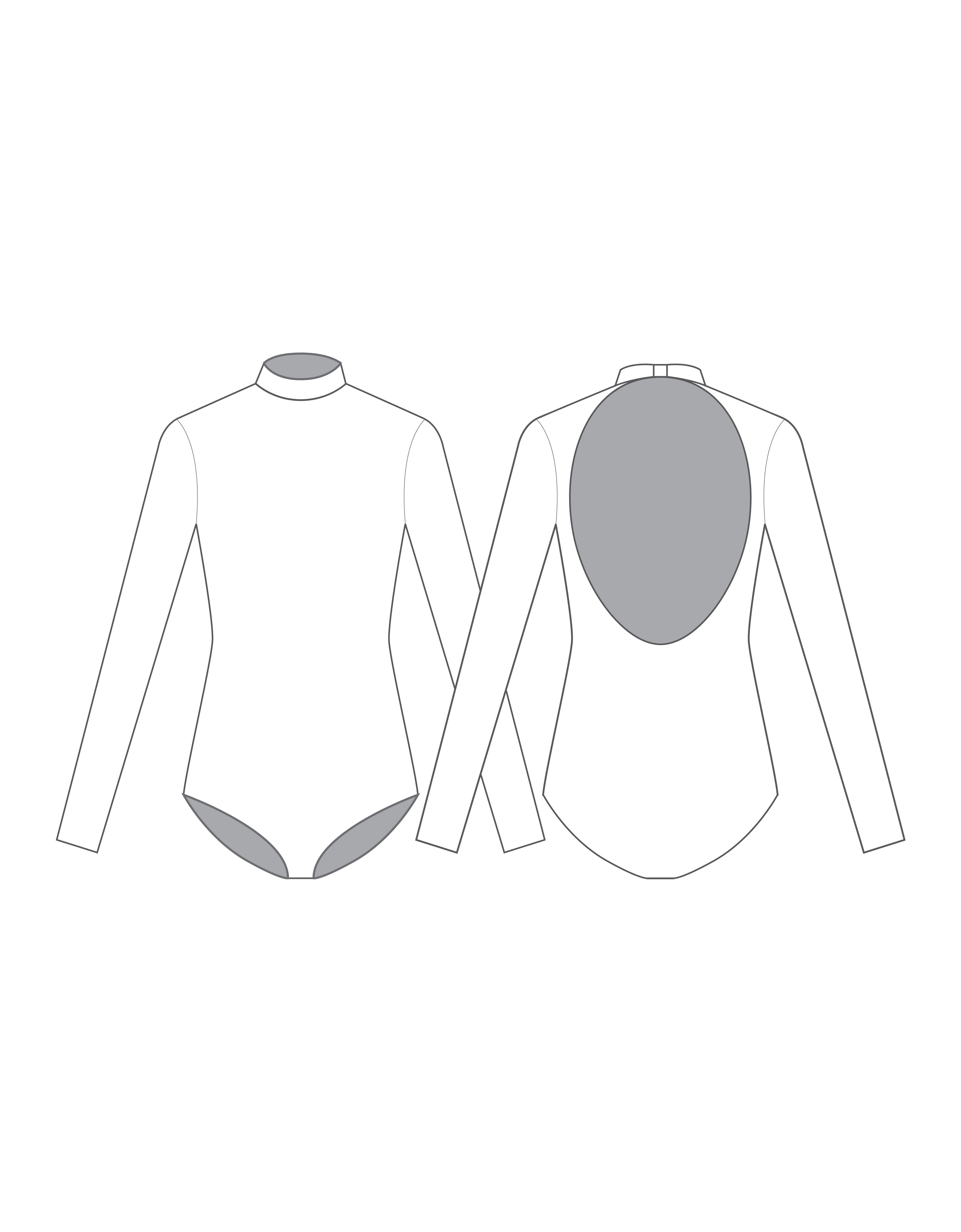 Custom Inked LS Tneck Open Back Leotard - Lycra