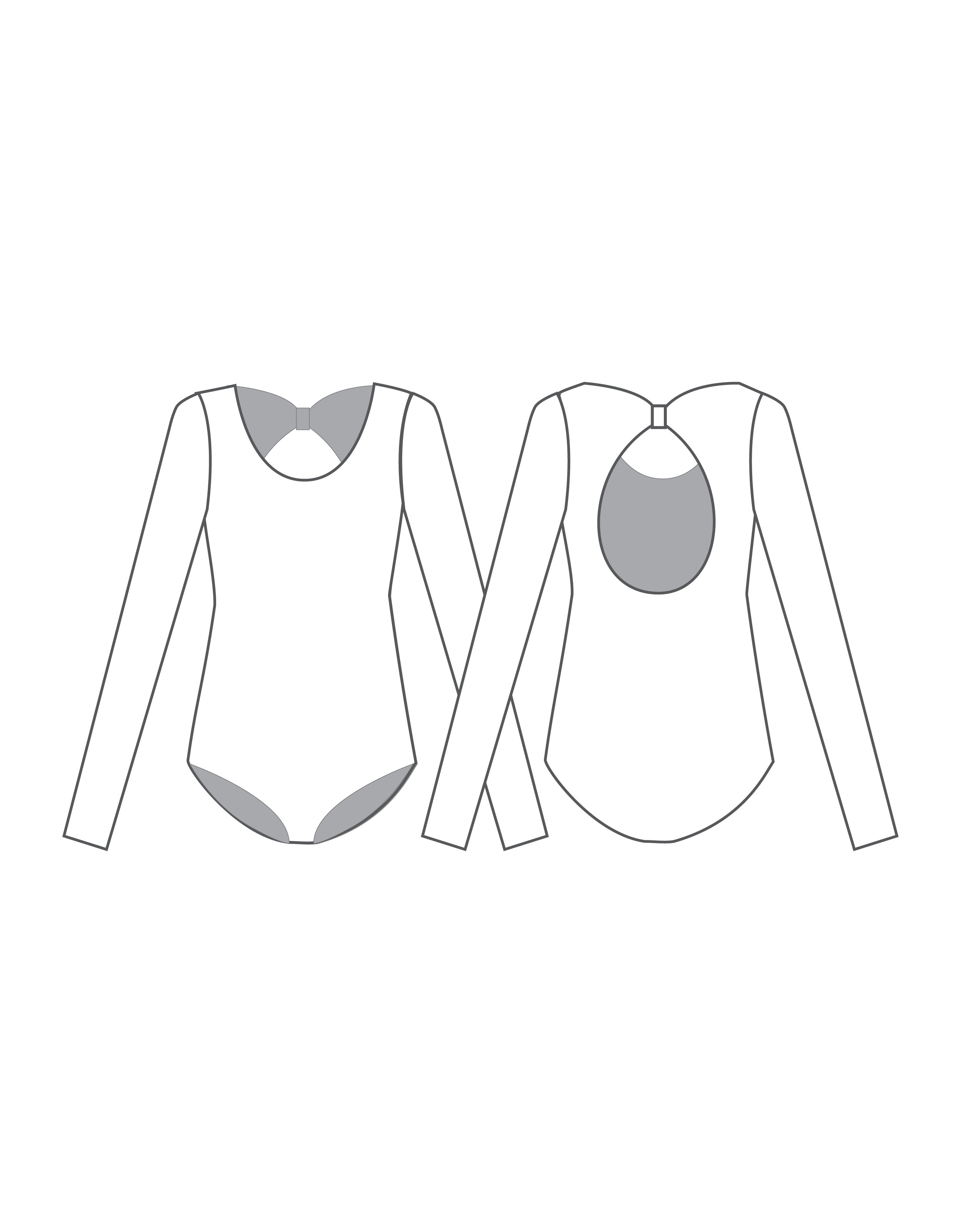Custom Inked LS Scoop Neck Open Back Leotard - Lycra