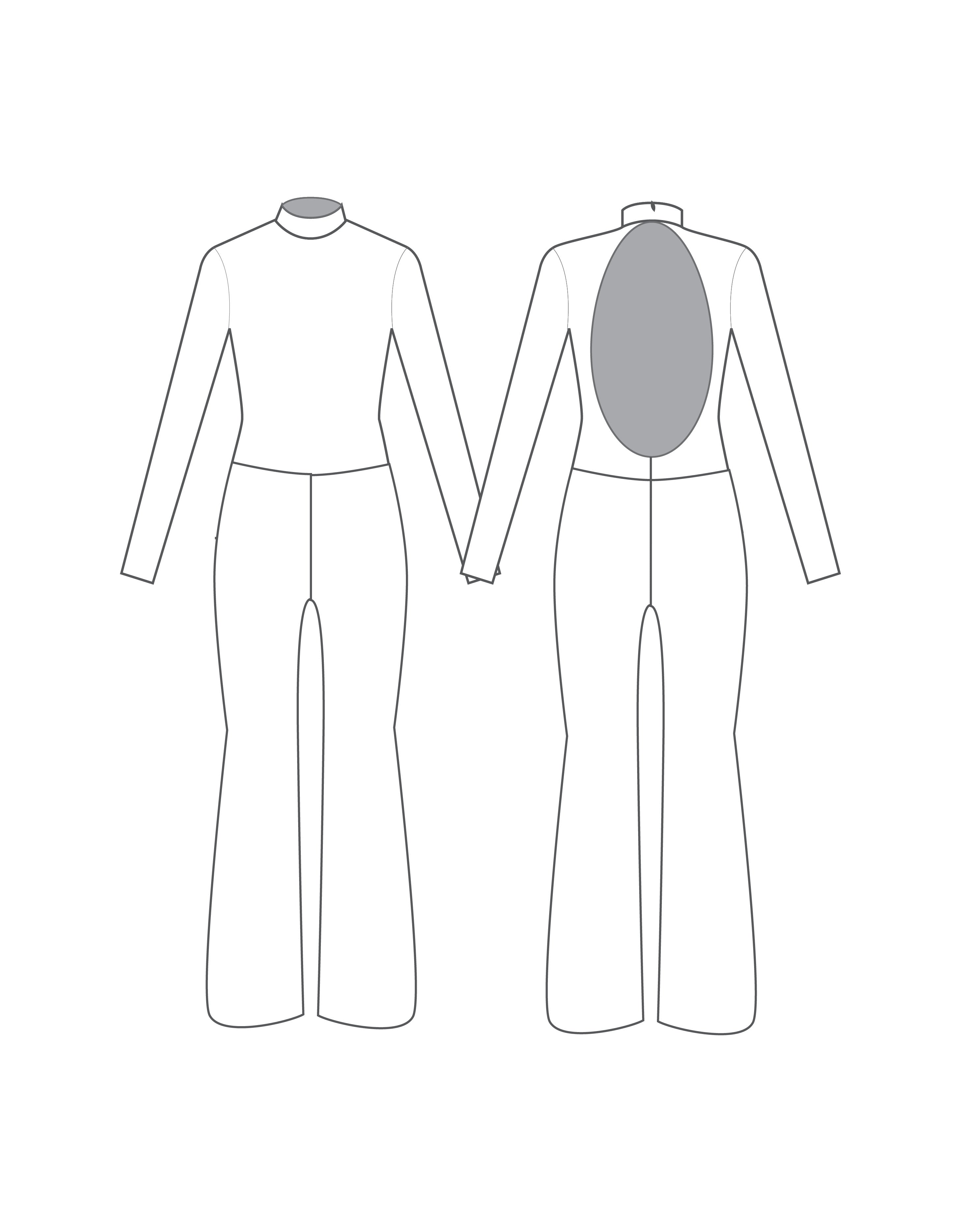 Custom Inked LS TNeck Open Back Flared Pant Unitard - Lycra