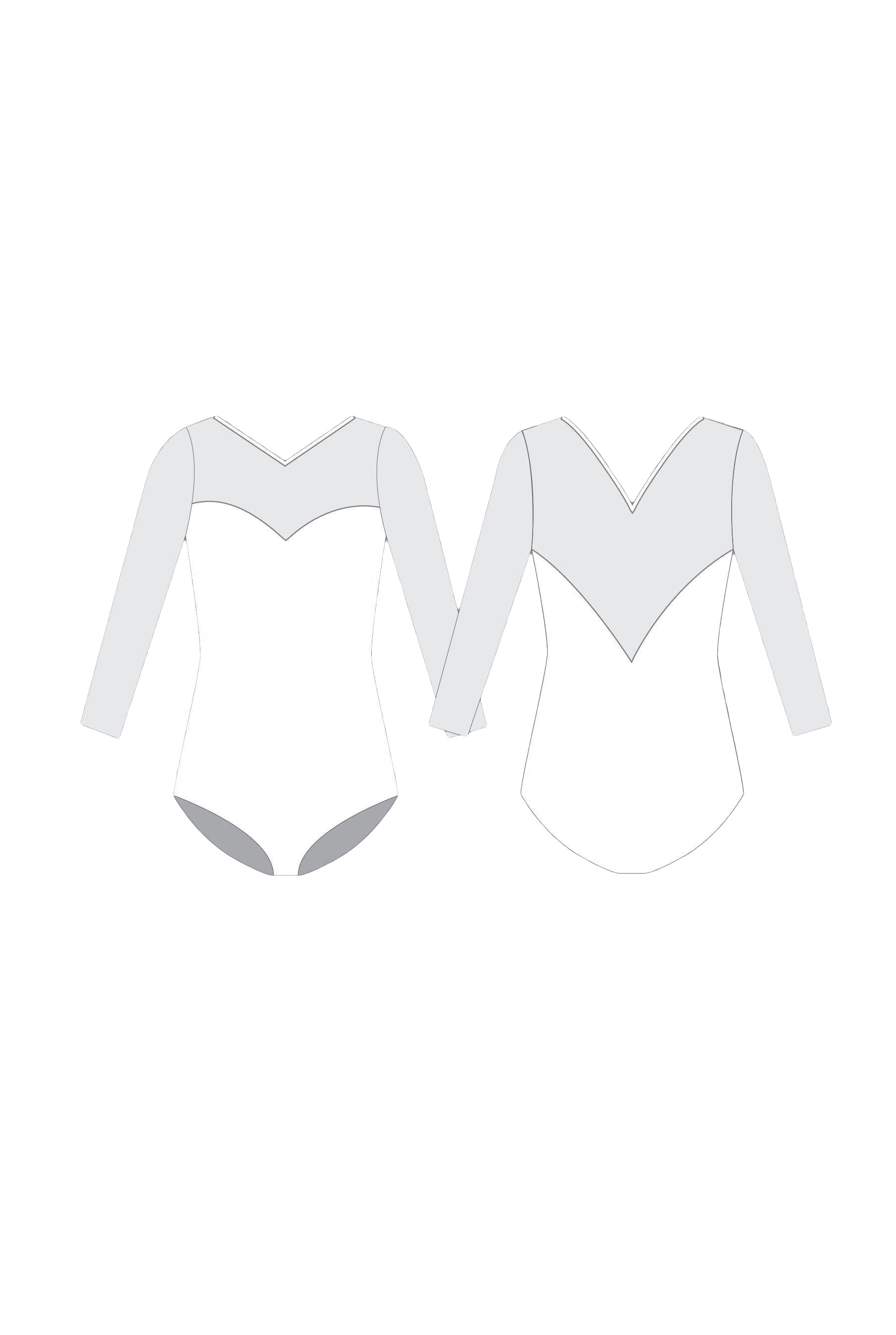 Custom Inked Sweetheart Leotard 3/4 Sleeves Mesh