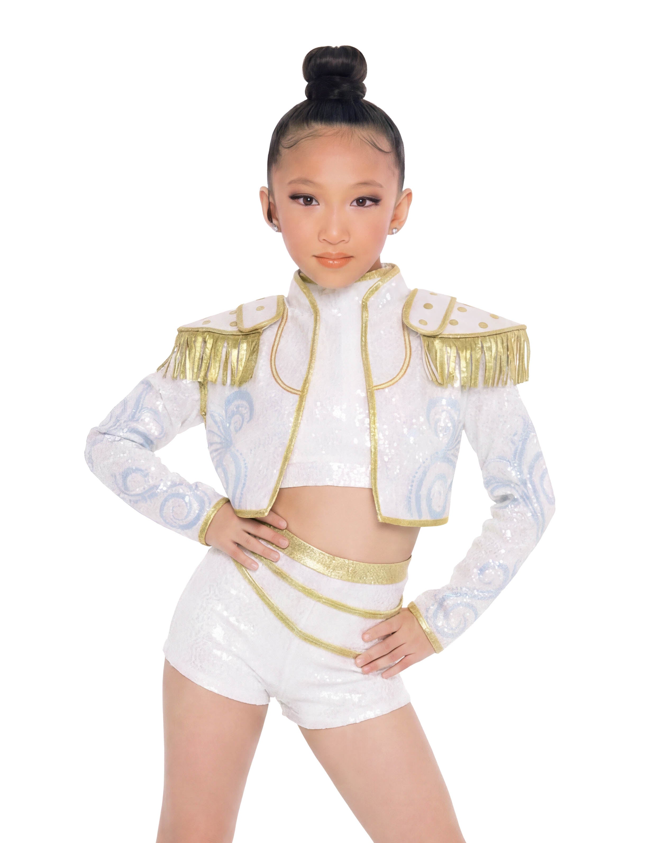 Huntress Golden LS Cropped Jacket With Fringe Epaulets