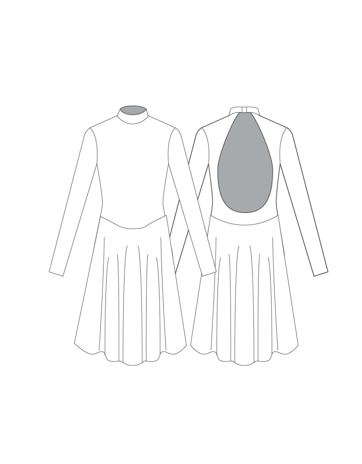 Custom Inked LS Tneck Open Back Dress - Lycra
