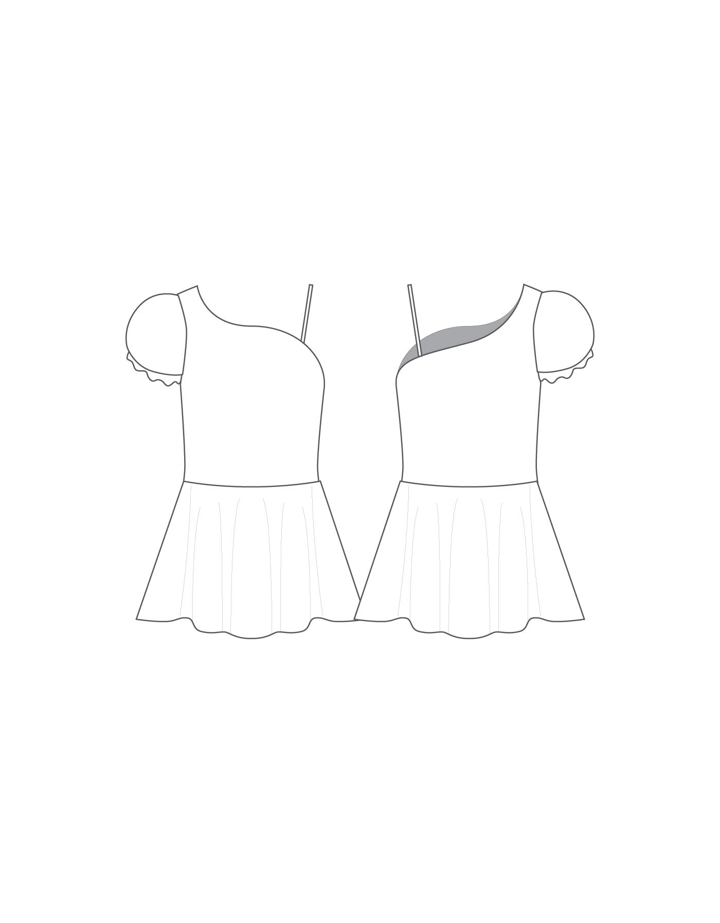 Custom Inked One Shoulder Puff Sleeve Dress - Lycra
