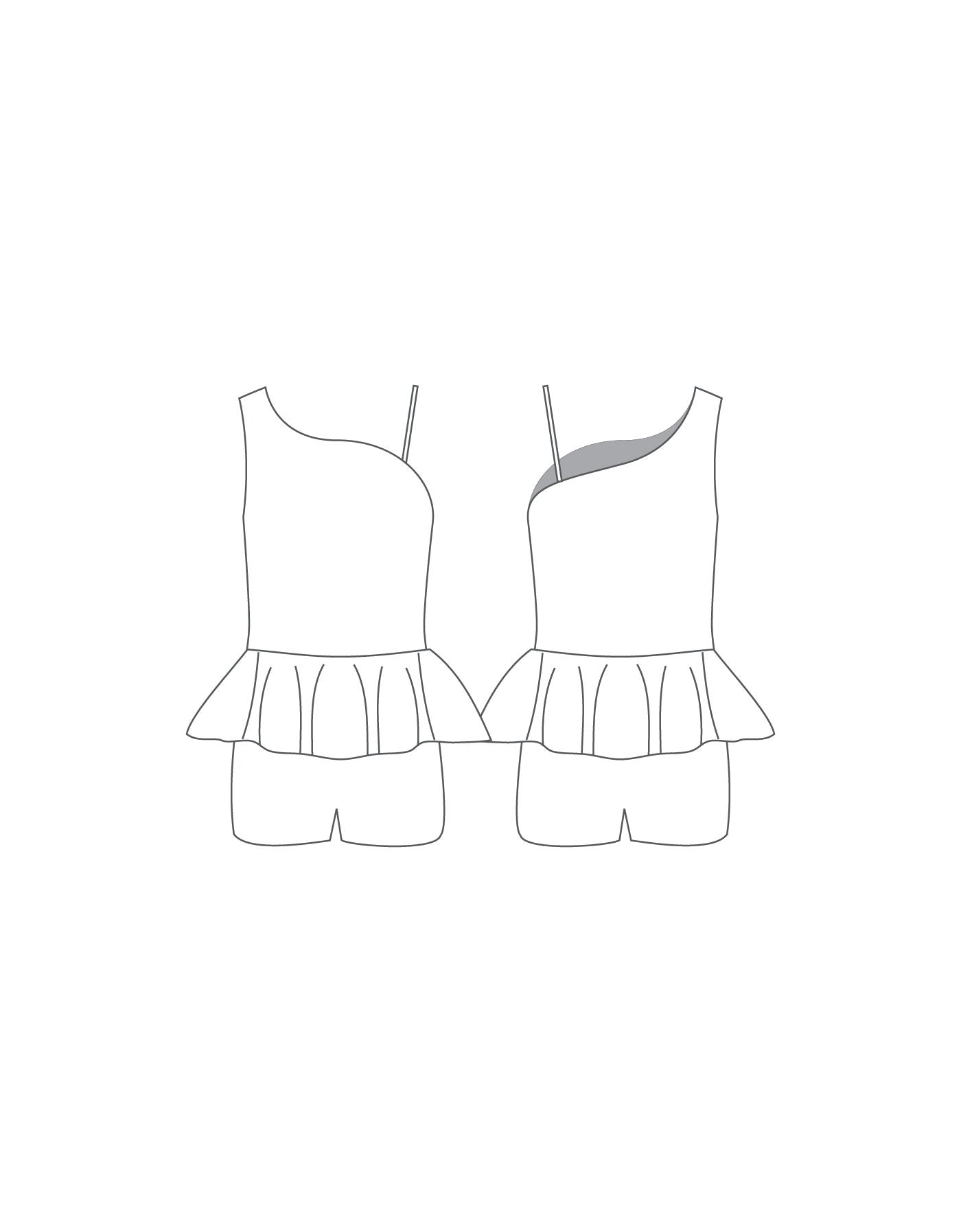 Custom Inked One Shoulder Biketard w Peplum - Lycra