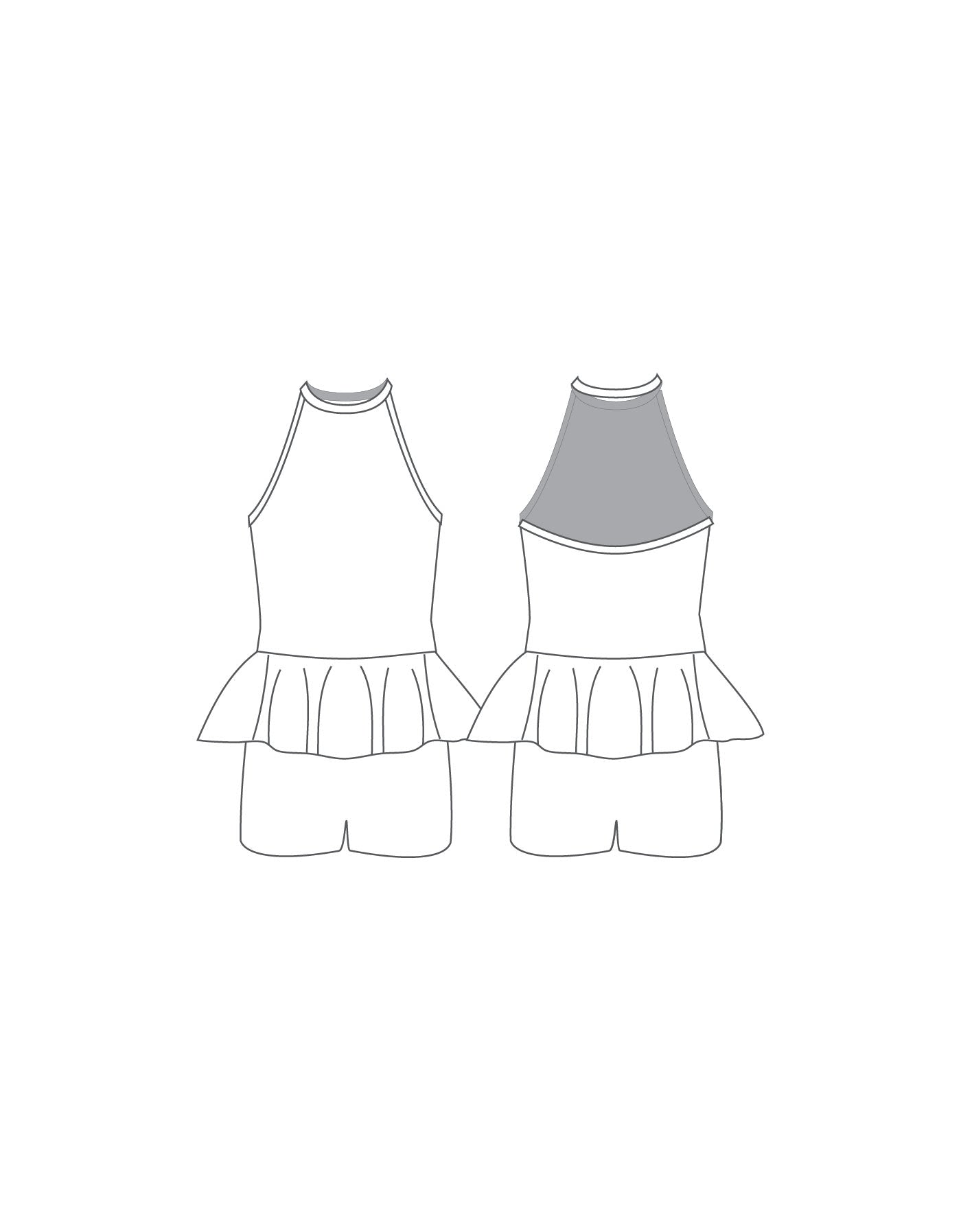 Custom Inked Halter Binding Biketard w Peplum - Lycra