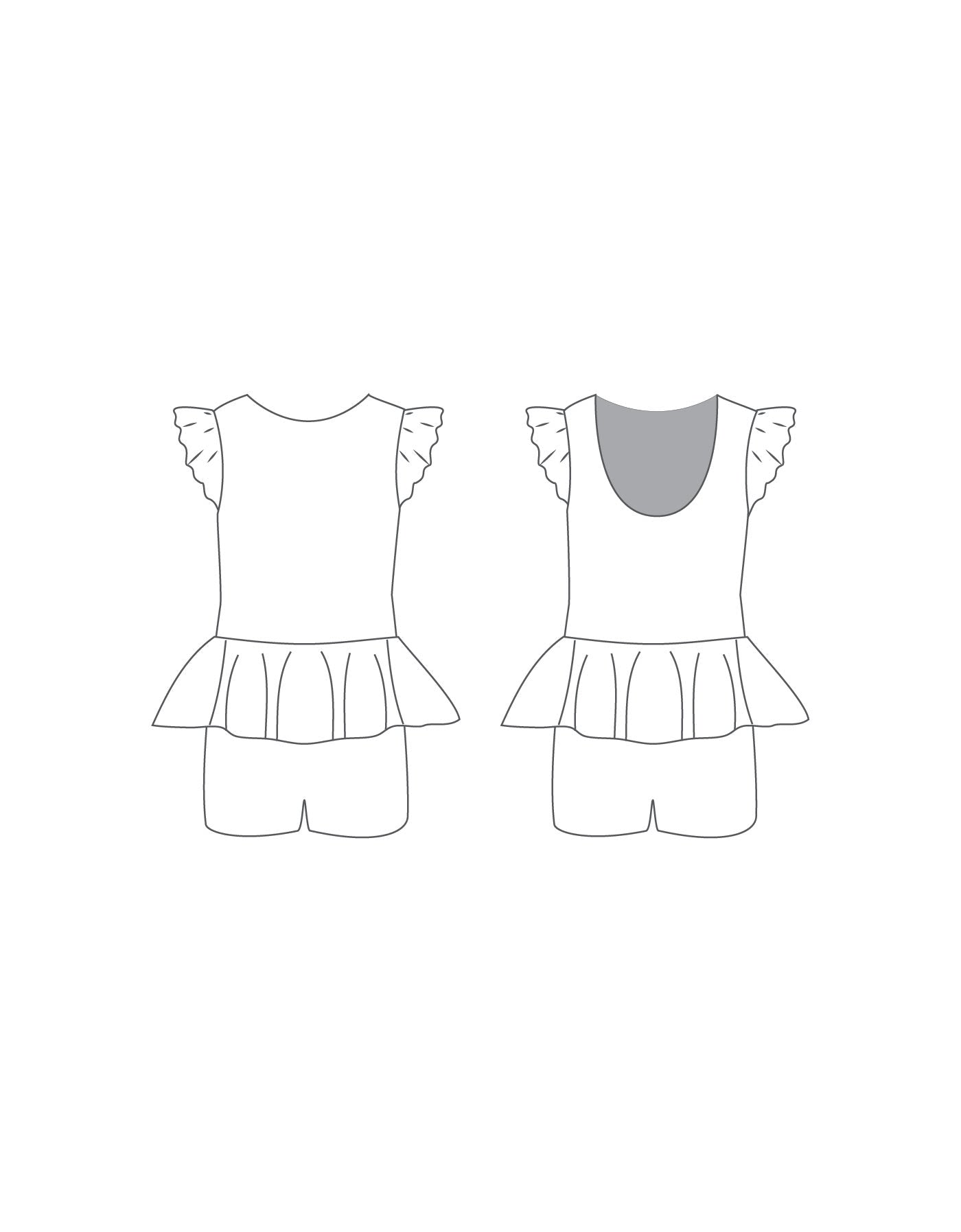 Custom Inked Tank Gather Sleeve Biketard w Peplum - Hologram