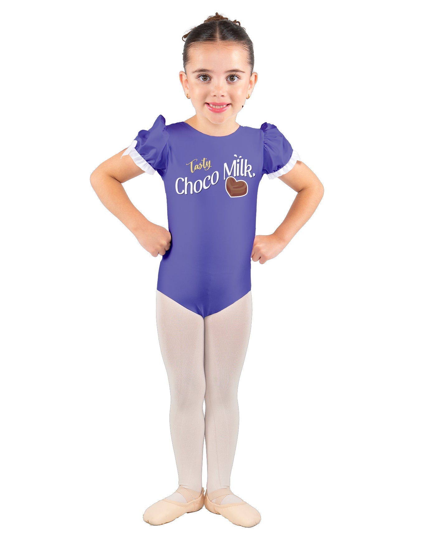 Choco Milk Puff Sleeve Leotard Hologram