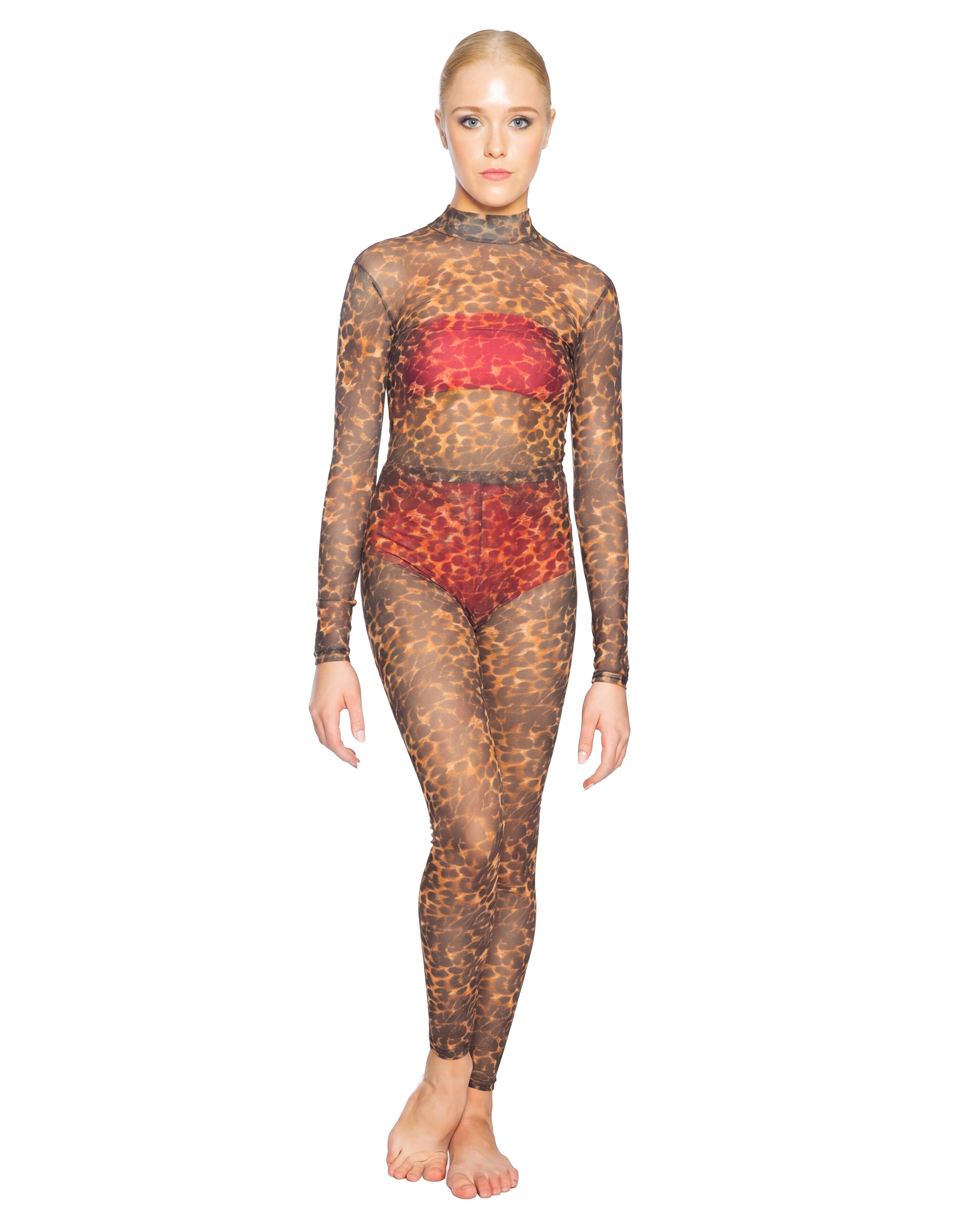 Fierce LS Tneck Open Back Unitard with Bandeau and Panty