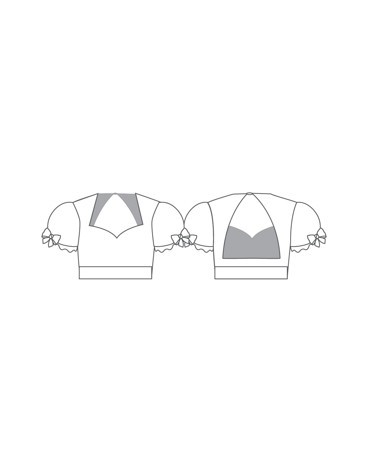 Custom Inked Sweetheart Puff Sleeve Crop Top with Triangle Back - Lycra