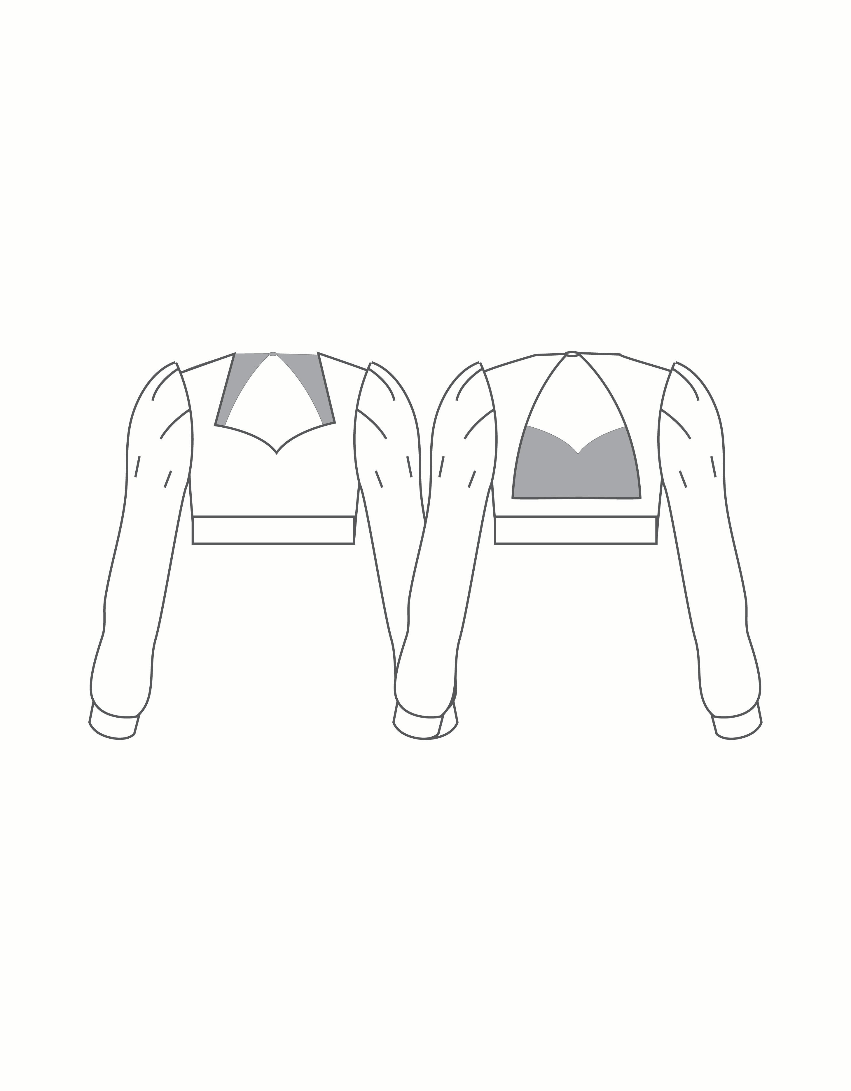 Custom Inked Long Cuff Sleeve Sweetheart Triangle Back Crop Top - Lycra