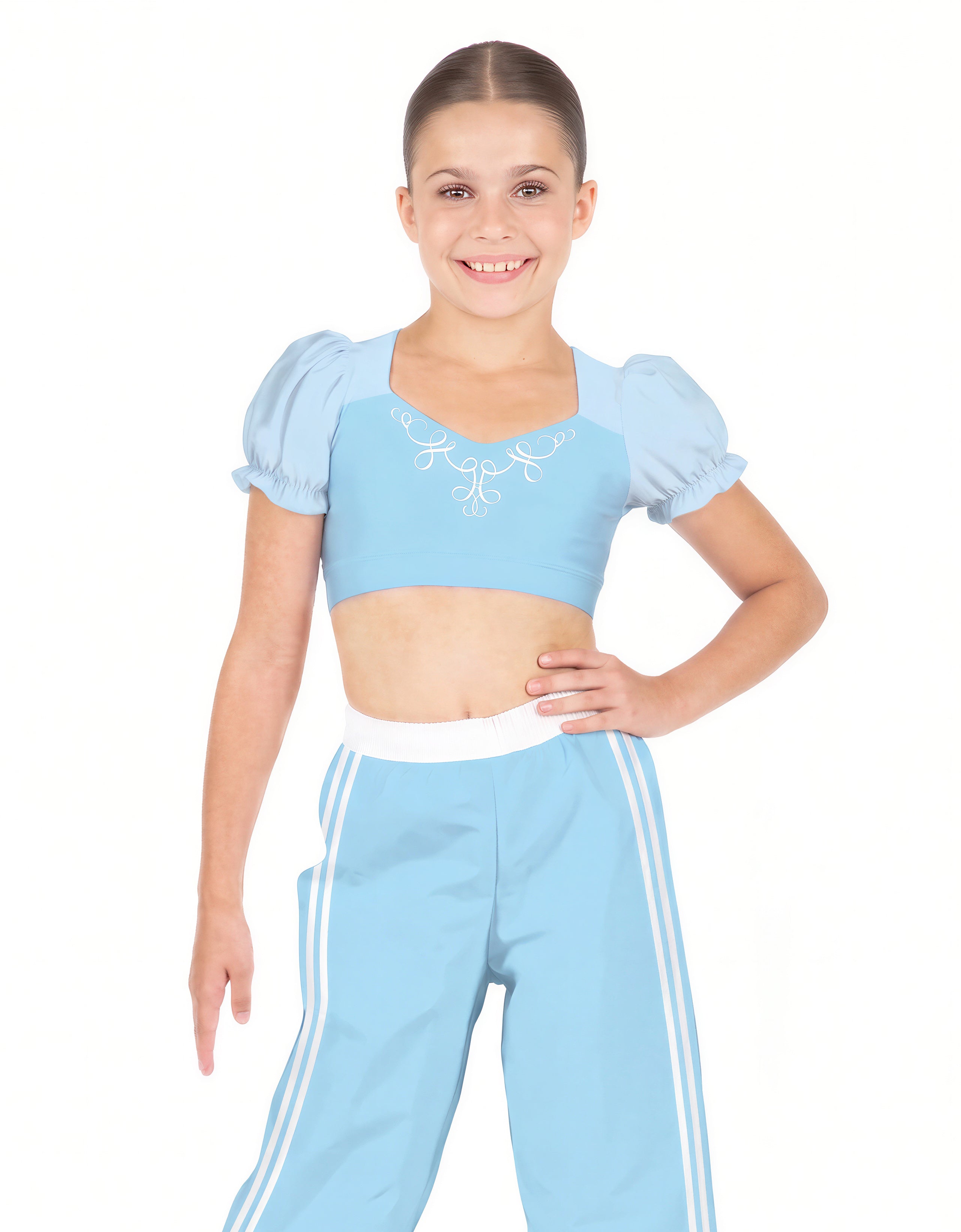 Dream is a Wish Sweetheart Puff Sleeve Crop Top with Triangle Back