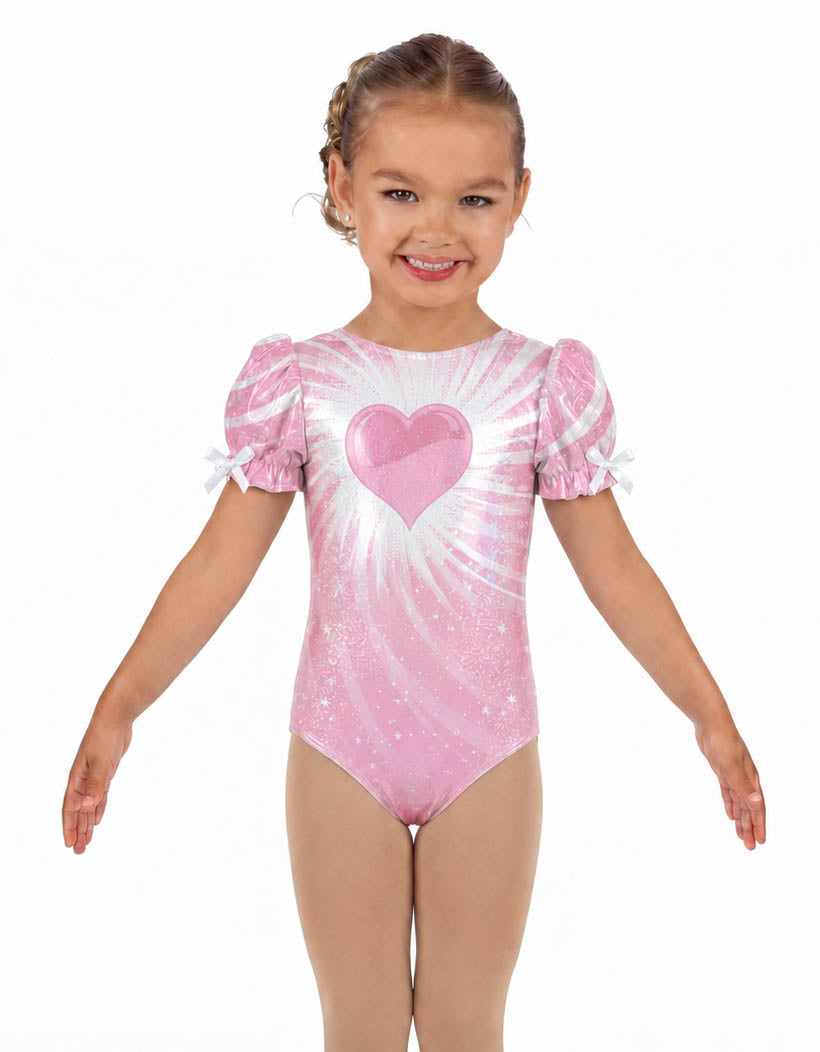 I Love Dancing Affection Puff Sleeve Leotard