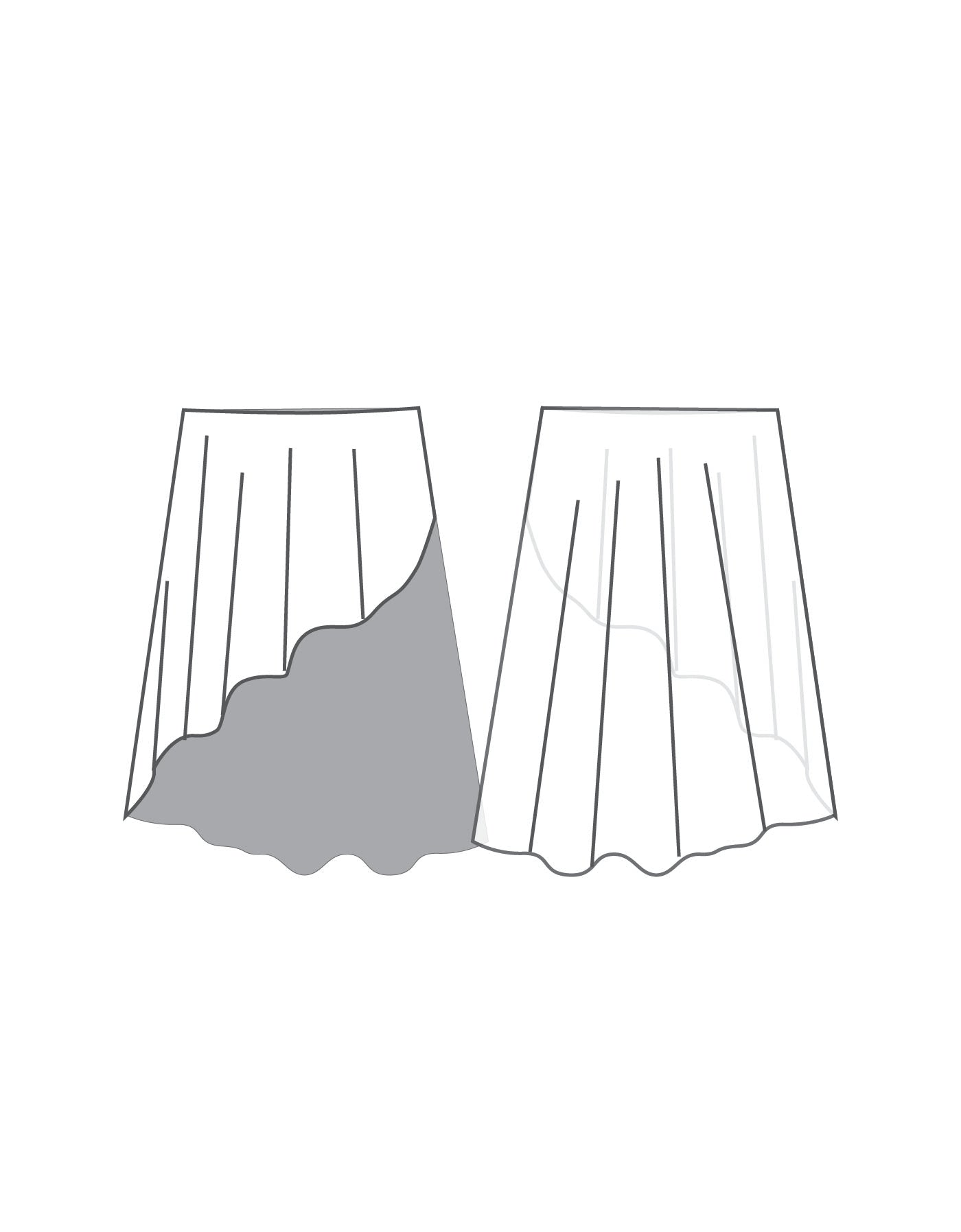 Custom Inked Asymetrical Skirt - Chiffon