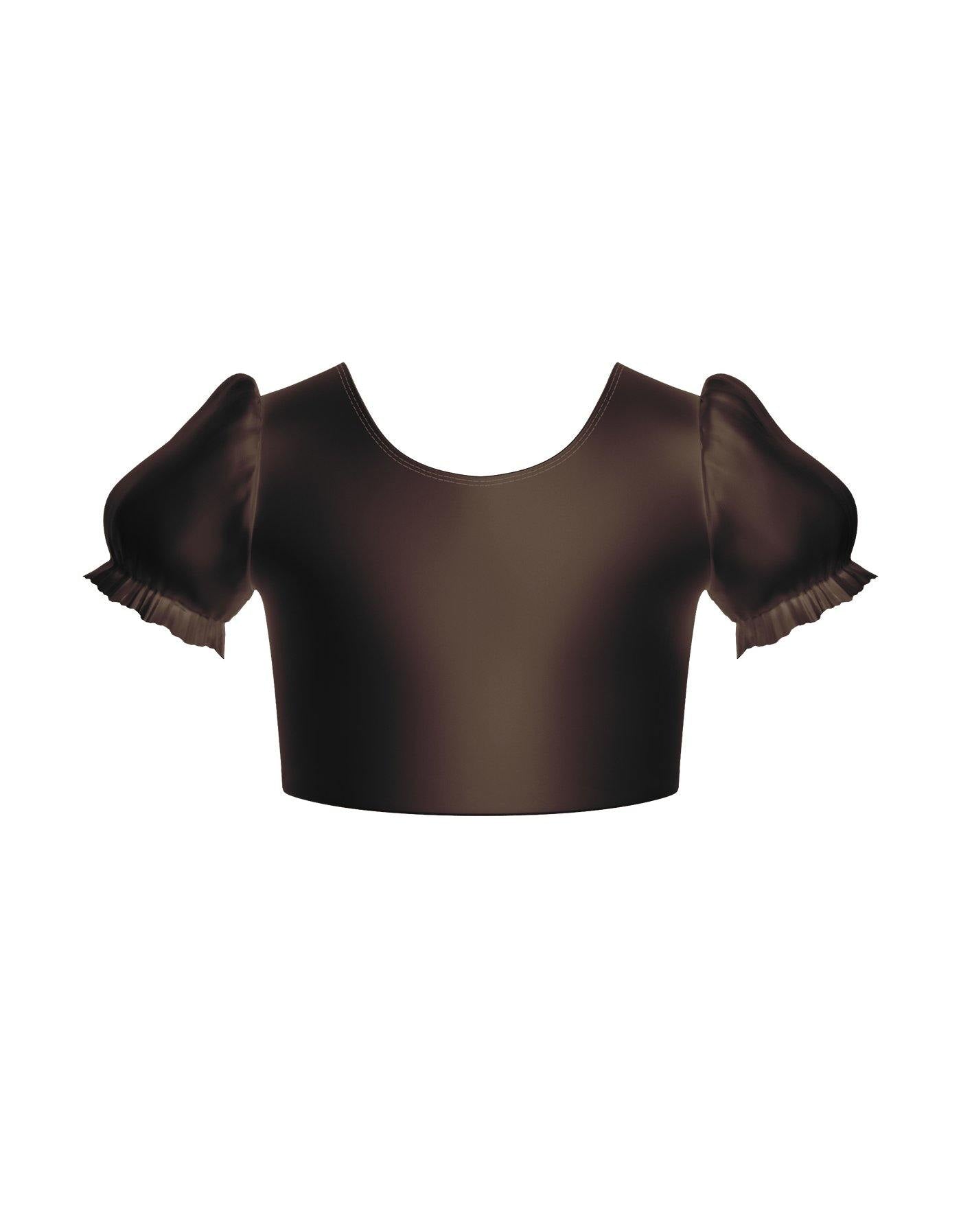 Solid Hologram Puff Sleeve Crop Top