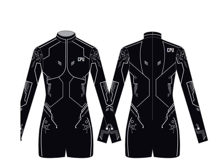 NorCal Circuit Lycra LS Tneck Zipper Back Biketard