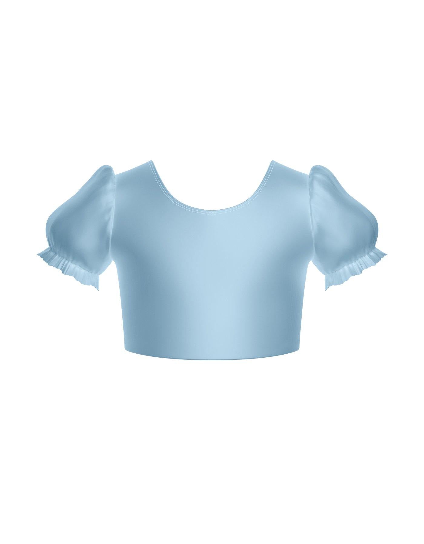 Solid Lycra Puff Sleeve Crop Top