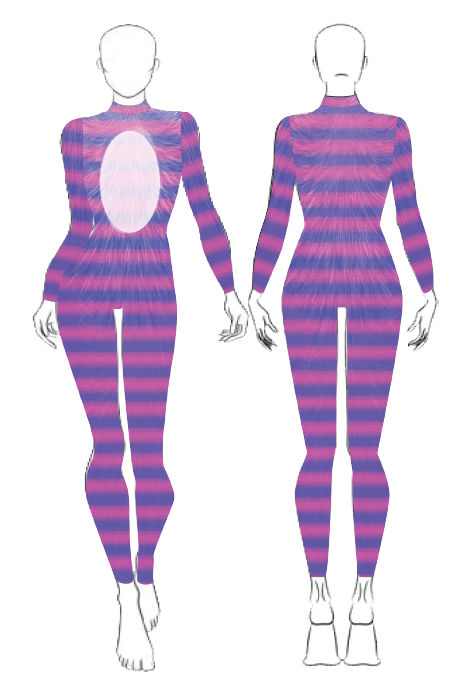 Custom Cheshire Cat LS Tneck Zipper Back Unitard