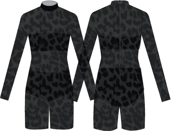 Custom Jungle Book LS Tneck Zip Back Mesh Bike Short Biketard with Bandeau and Panty