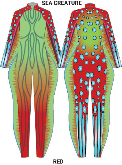 Custom Seuss SeaCreature LS Tneck Zipper Back Unitard with Fins