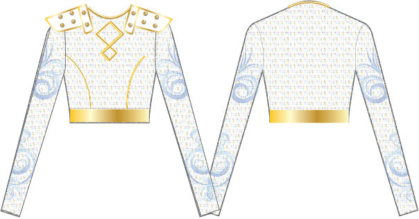 Huntress Golden LS Crew Neck Crop Top with Epaulets