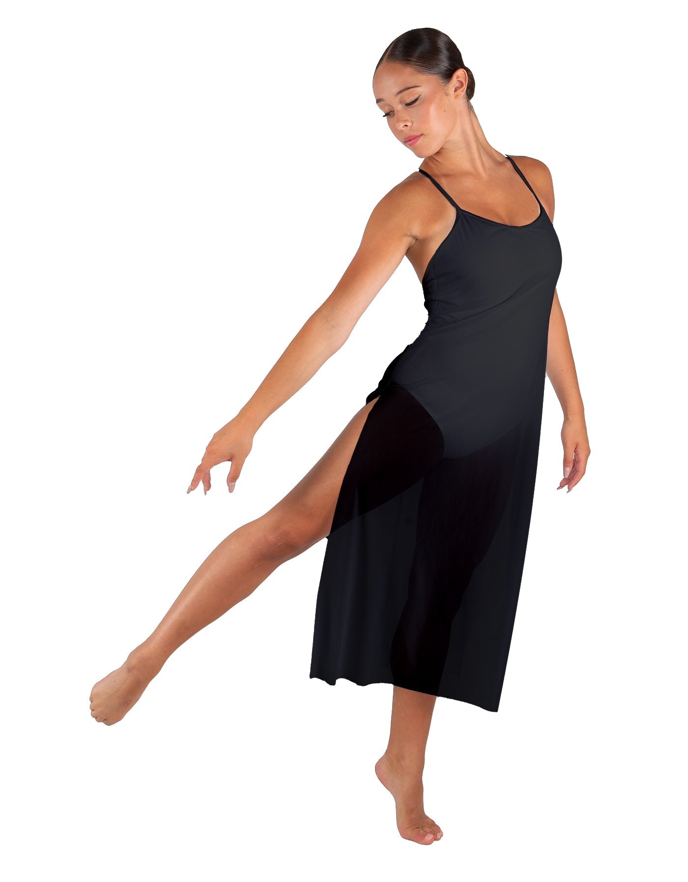 Solid Chiffon Long Panel Dress