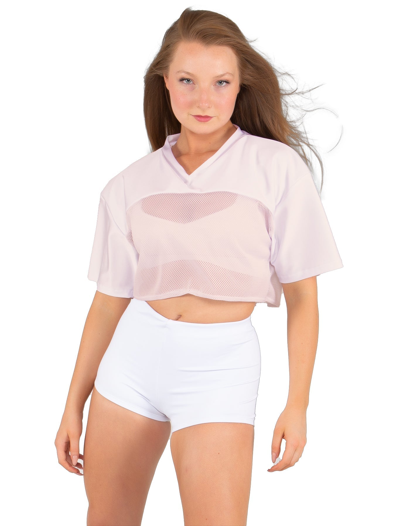 Lycra and Sport Mesh Squad Goal Yoke Tee
