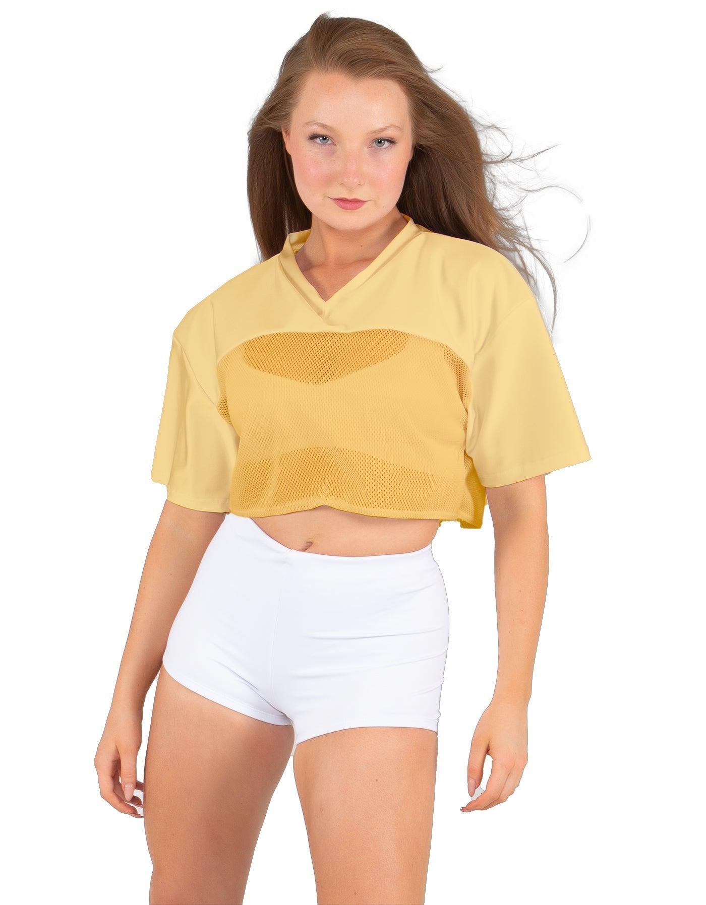 Lycra and Sport Mesh Squad Goal Yoke Tee
