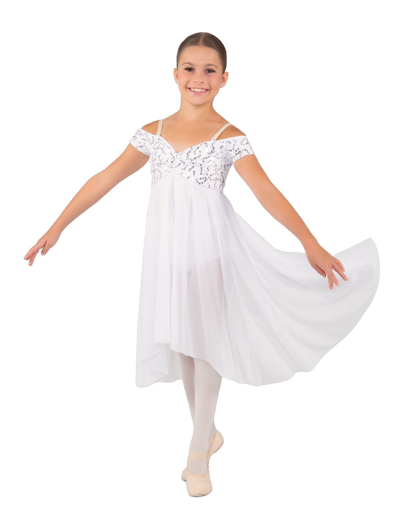 Solid Sequin Lace and Chiffon Propriety Dress