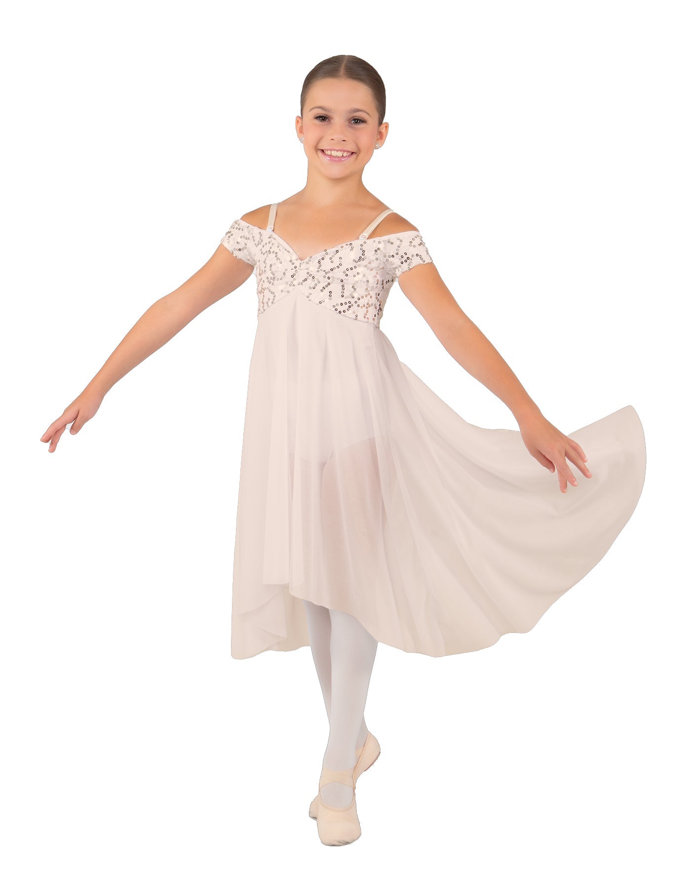 Solid Sequin Lace and Chiffon Propriety Dress