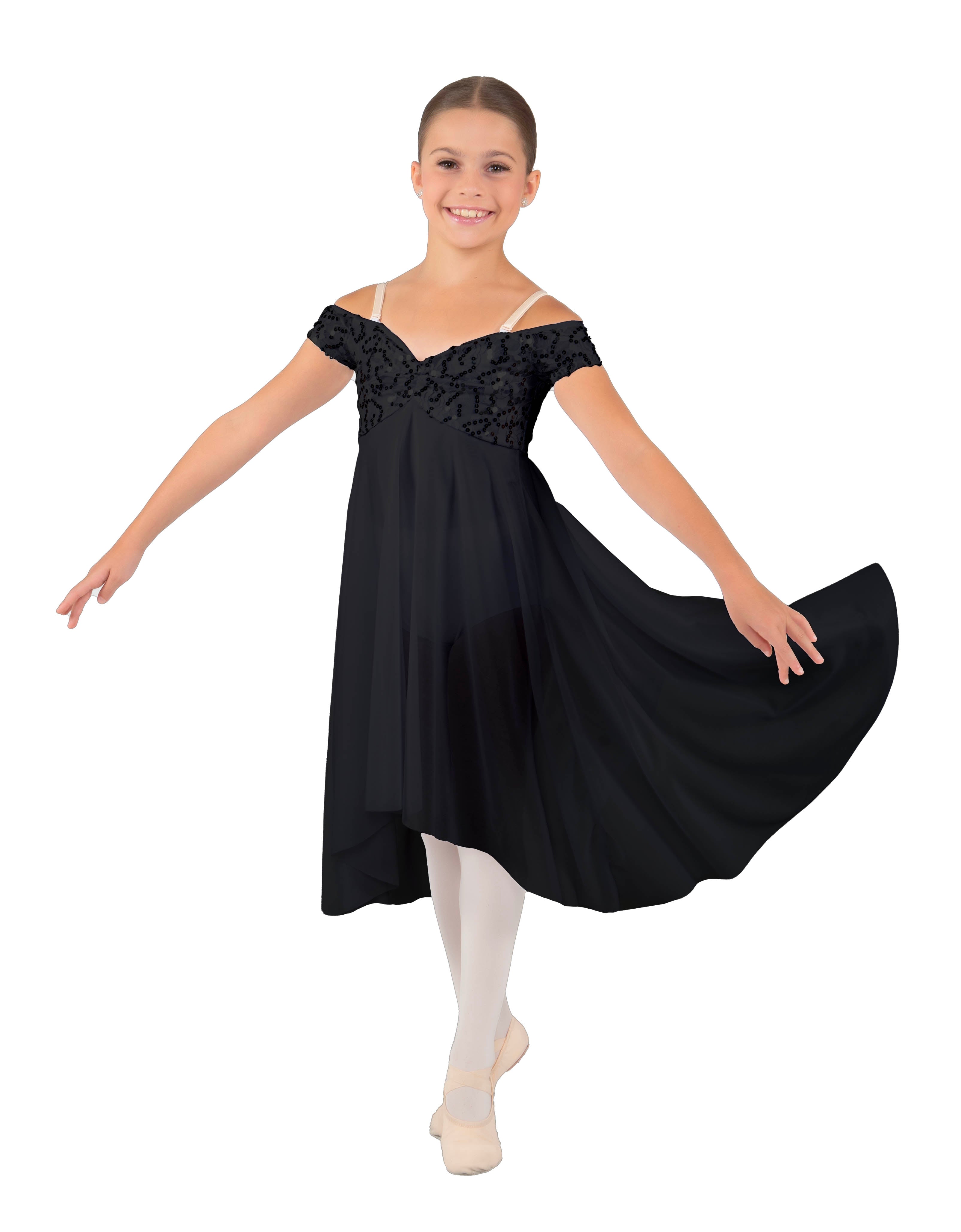 Solid Sequin Lace and Chiffon Propriety Dress