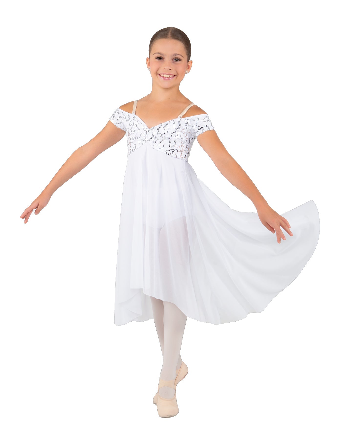 Solid Sequin Lace and Chiffon Propriety Dress