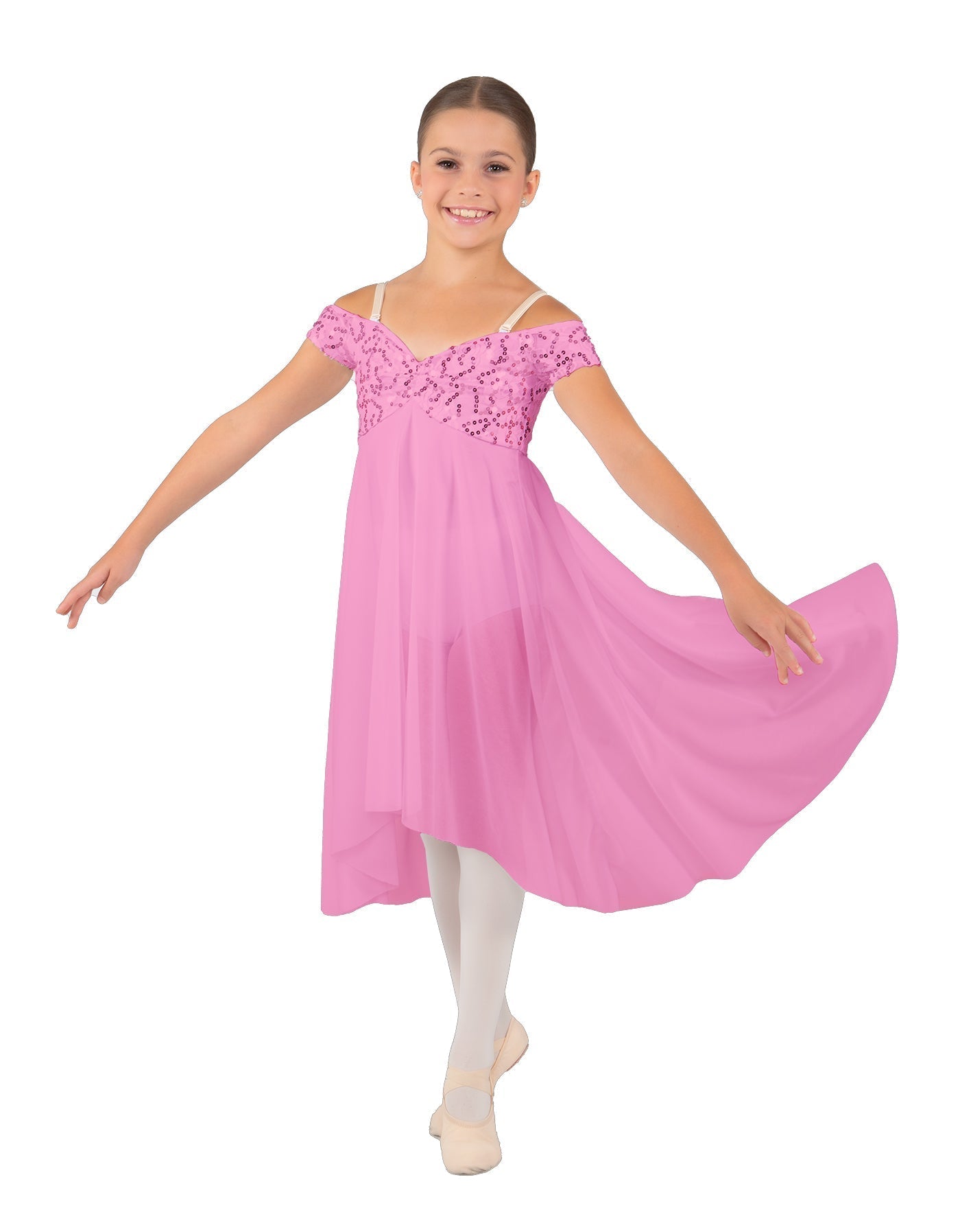 Solid Sequin Lace and Chiffon Propriety Dress