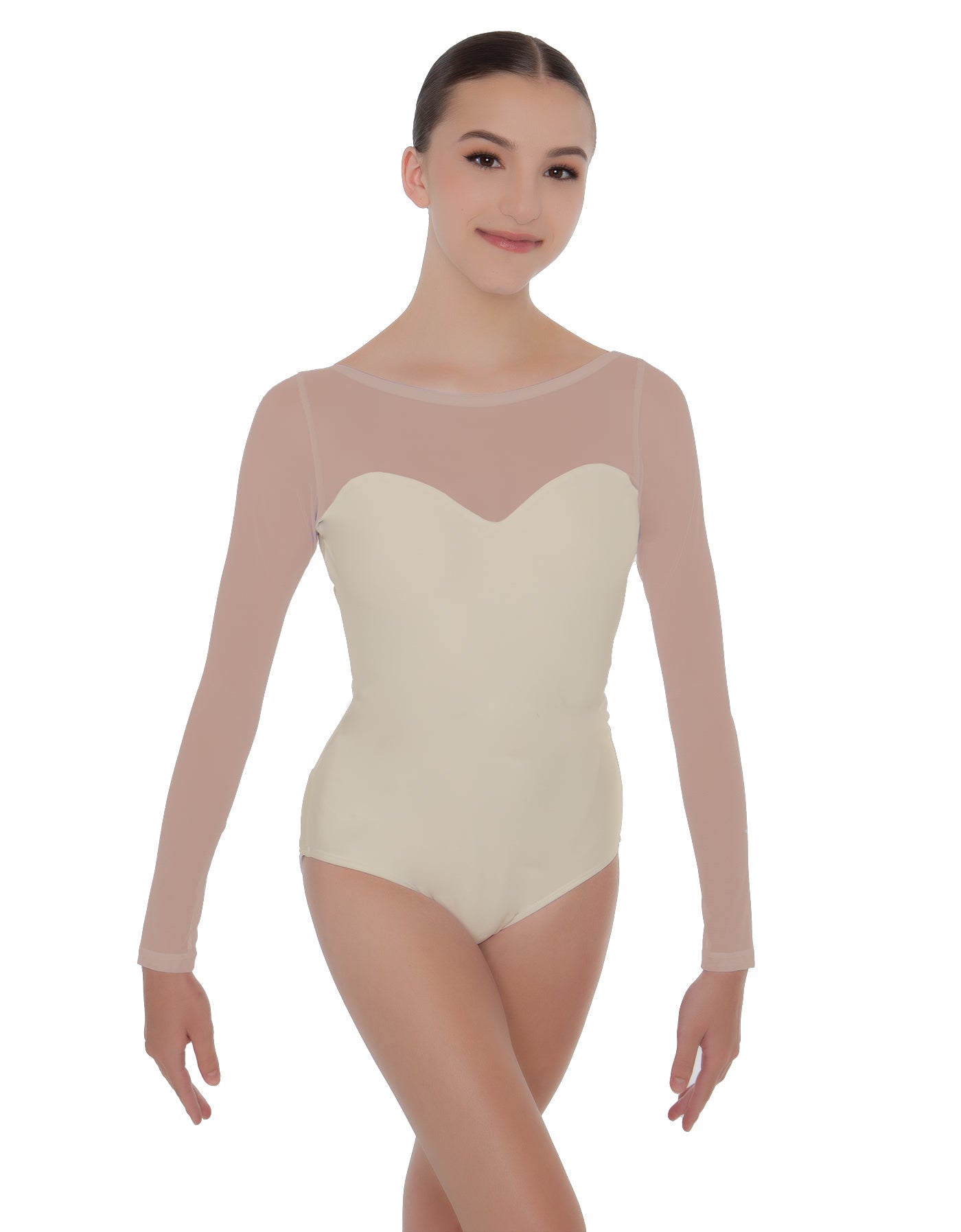 Solid Lycra LS Mesh Sweetheart Leotard