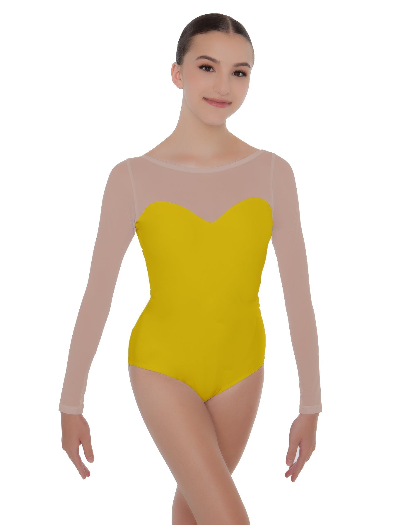 Solid Lycra LS Mesh Sweetheart Leotard