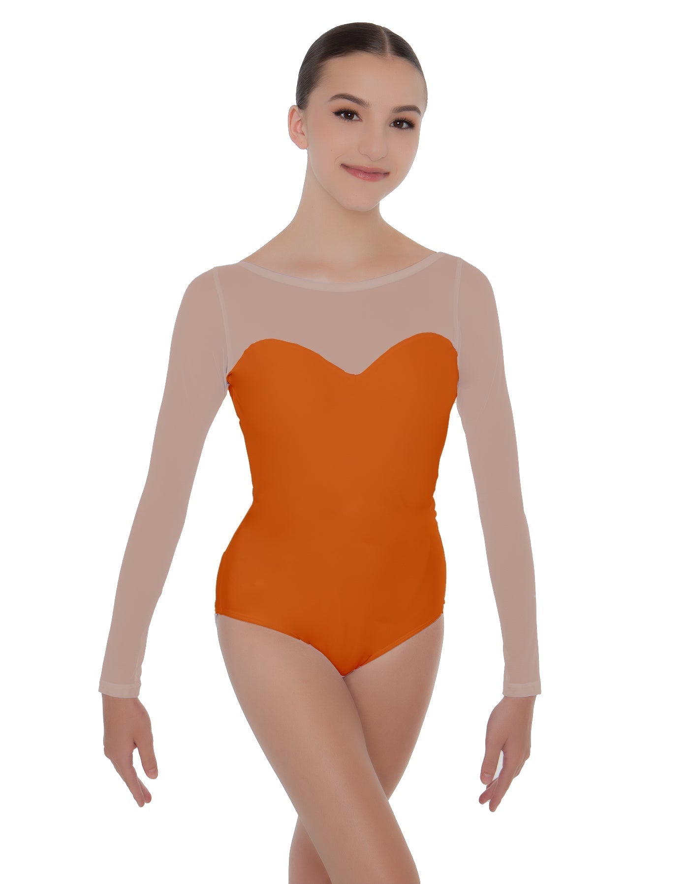 Solid Lycra LS Mesh Sweetheart Leotard