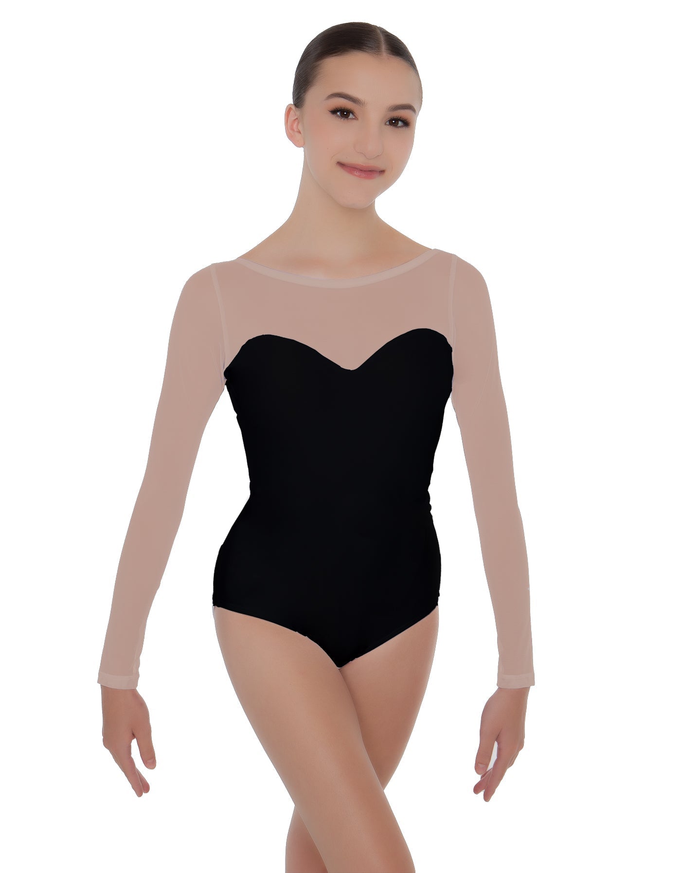 Solid Lycra LS Mesh Sweetheart Leotard