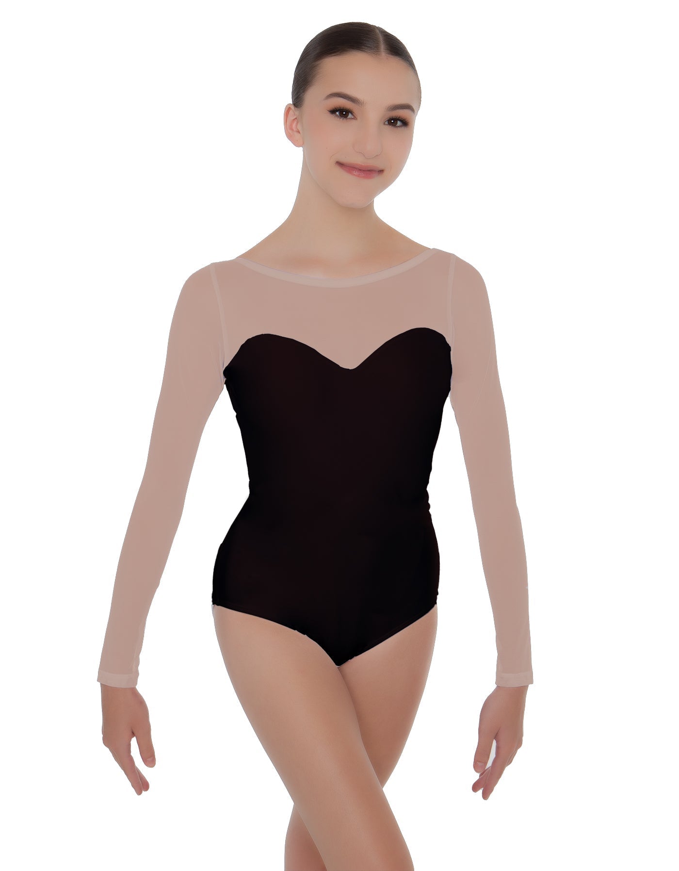 Solid Lycra LS Mesh Sweetheart Leotard