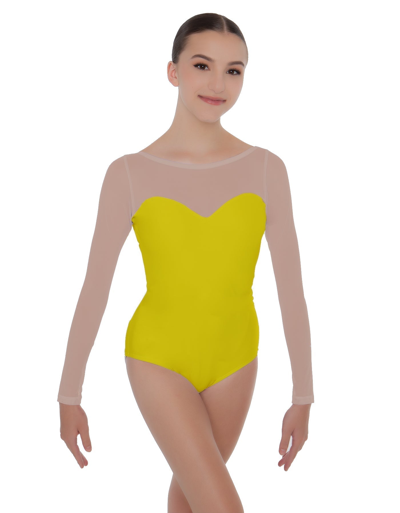Solid Lycra LS Mesh Sweetheart Leotard