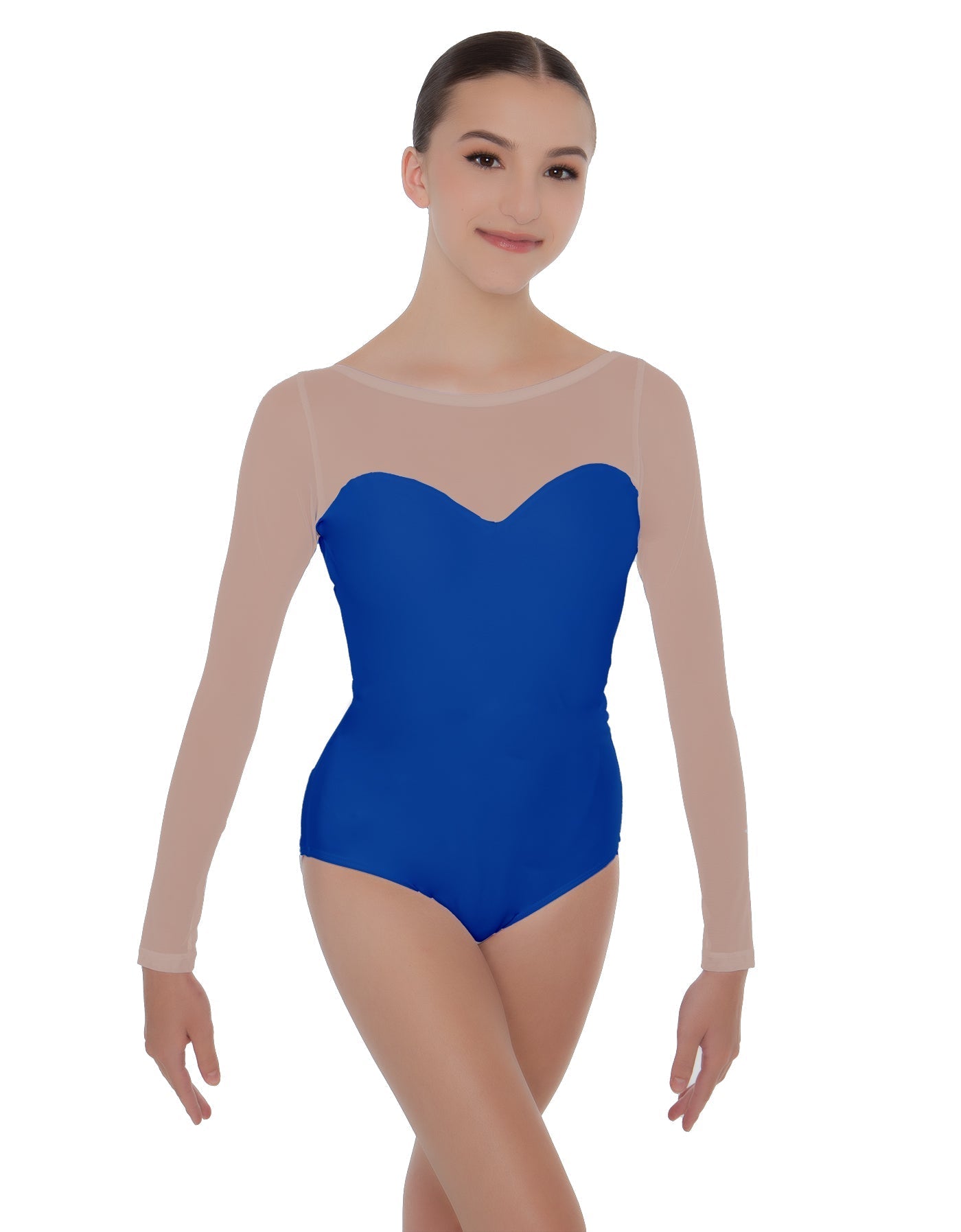 Solid Lycra LS Mesh Sweetheart Leotard