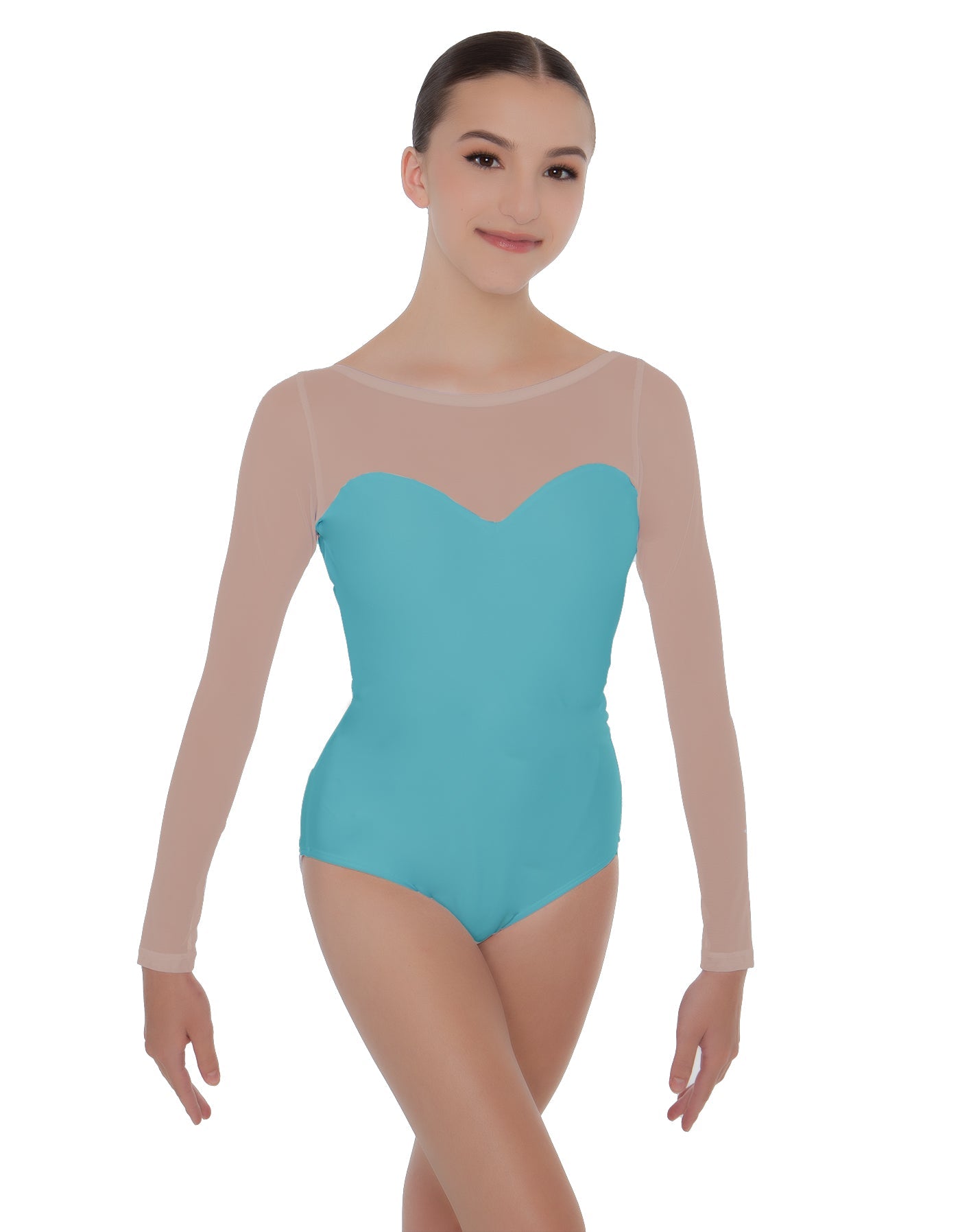 Solid Lycra LS Mesh Sweetheart Leotard