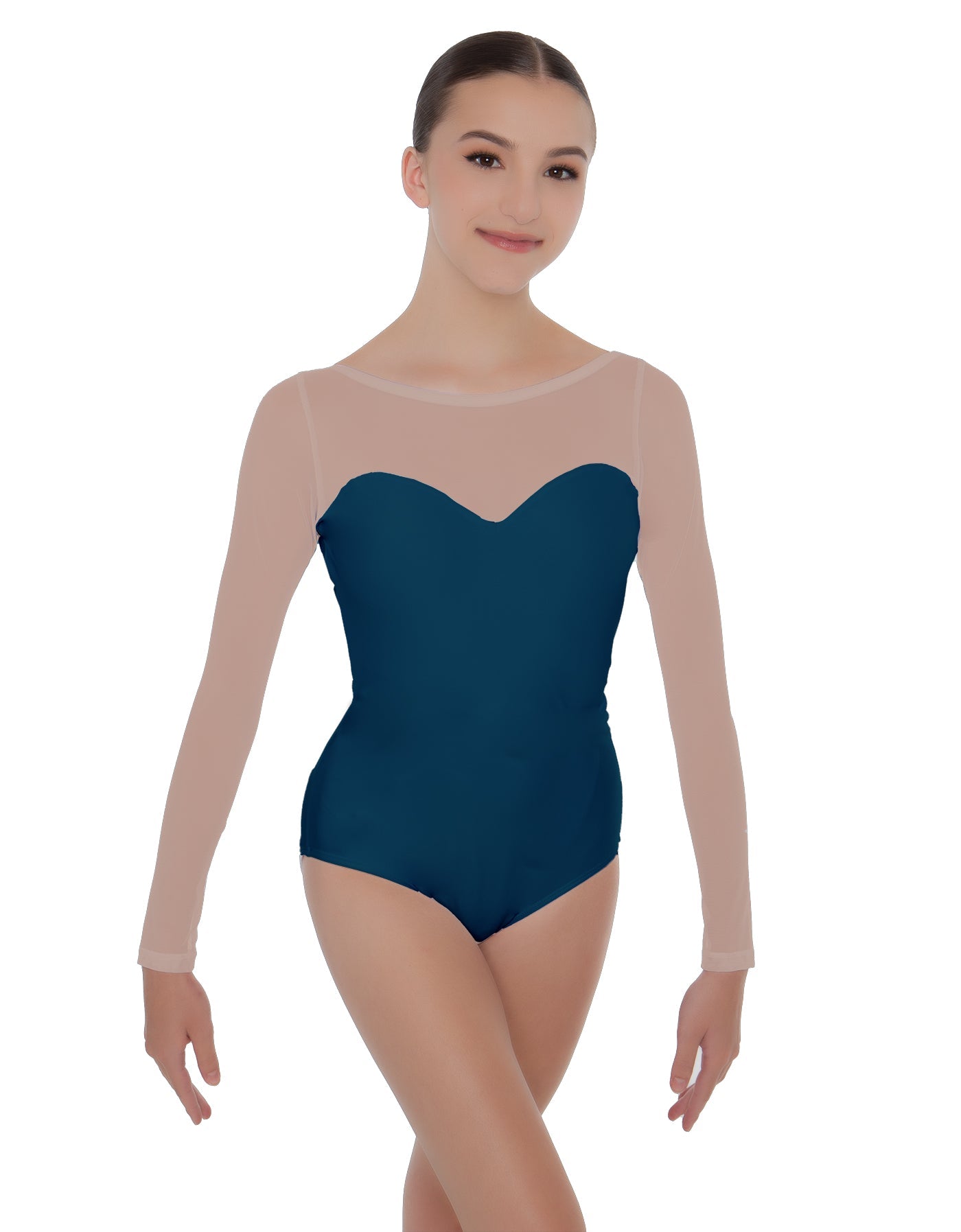 Solid Lycra LS Mesh Sweetheart Leotard