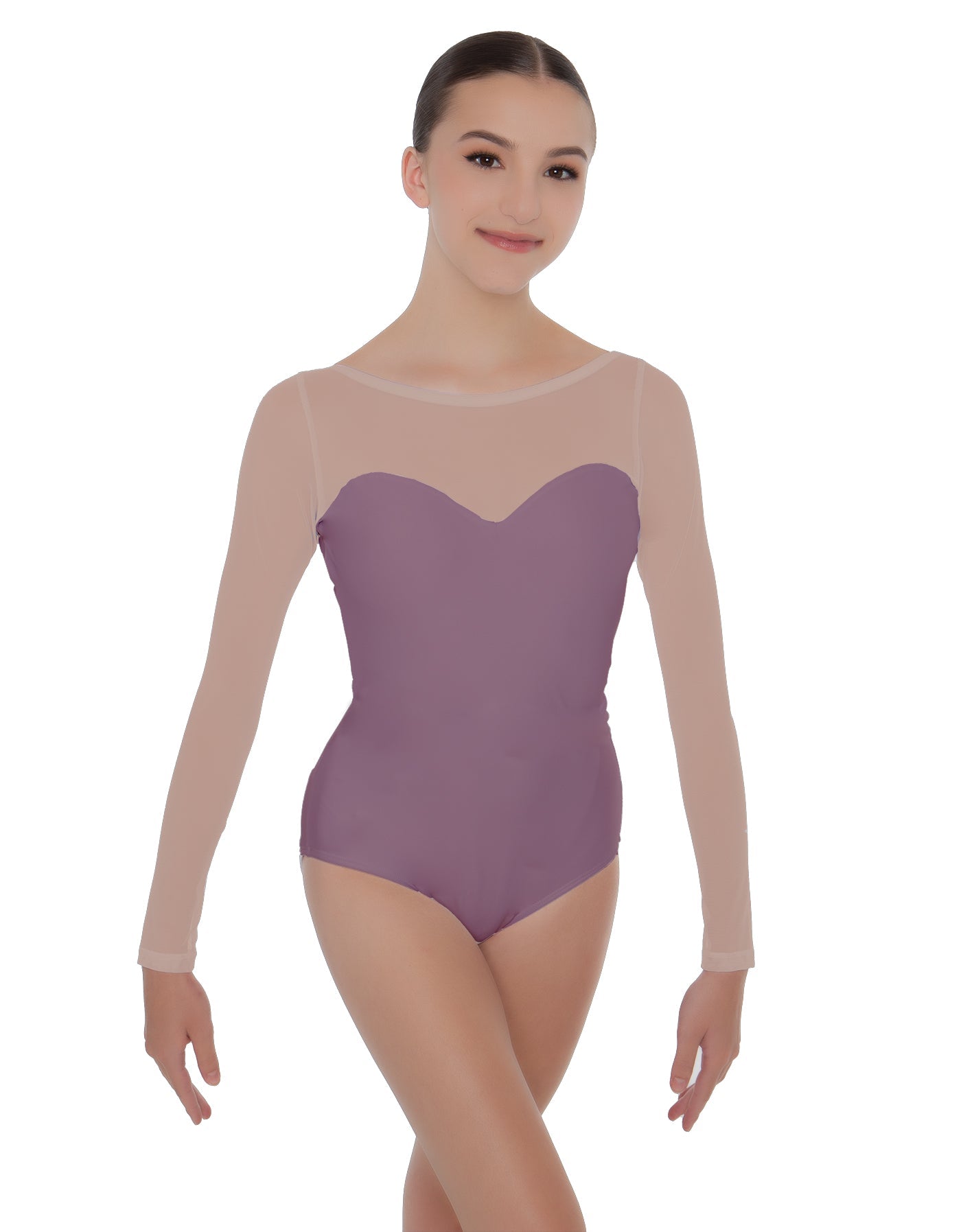 Solid Lycra LS Mesh Sweetheart Leotard