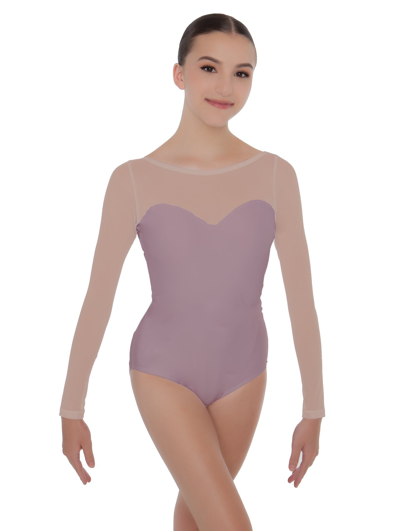 Solid Lycra LS Mesh Sweetheart Leotard