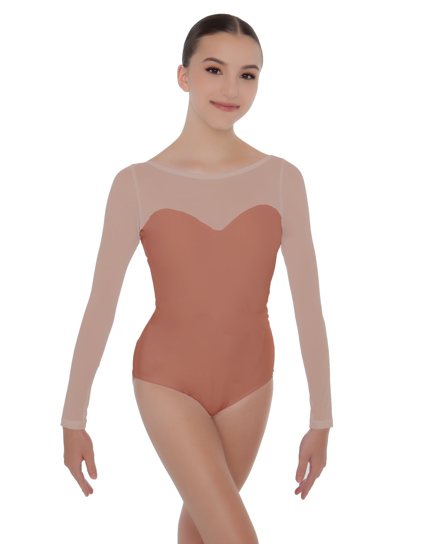 Solid Lycra LS Mesh Sweetheart Leotard