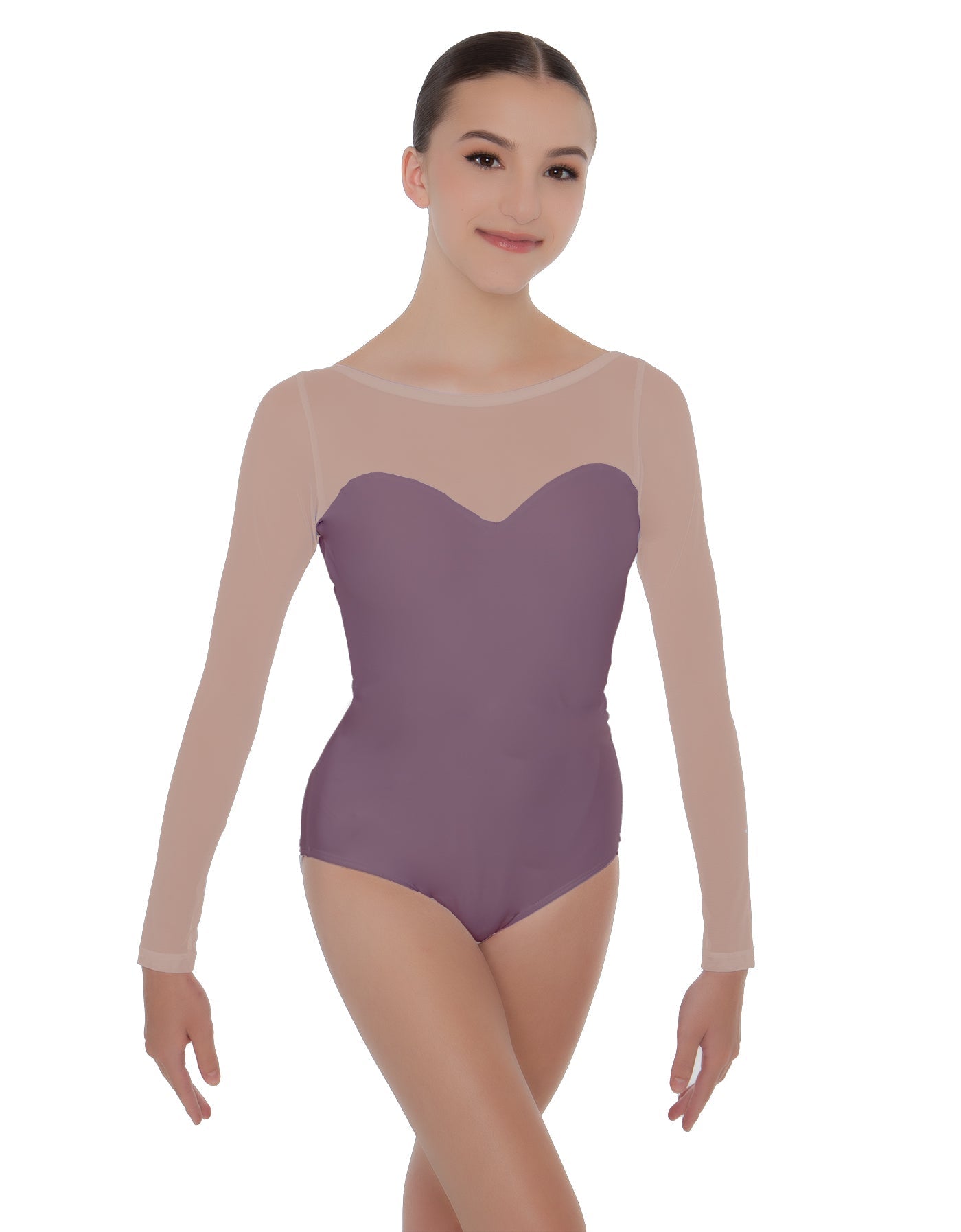 Solid Lycra LS Mesh Sweetheart Leotard
