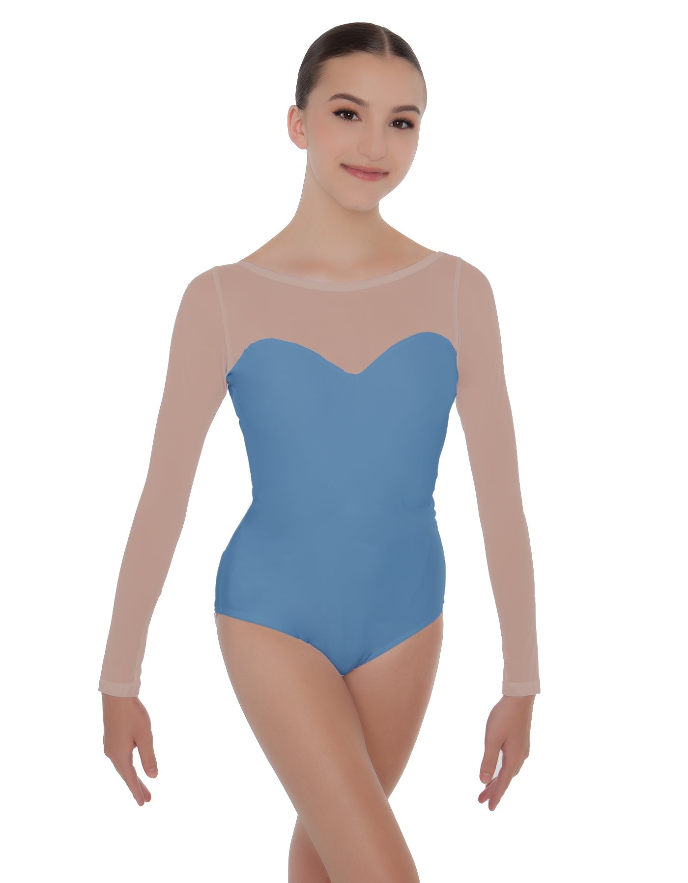 Solid Lycra LS Mesh Sweetheart Leotard