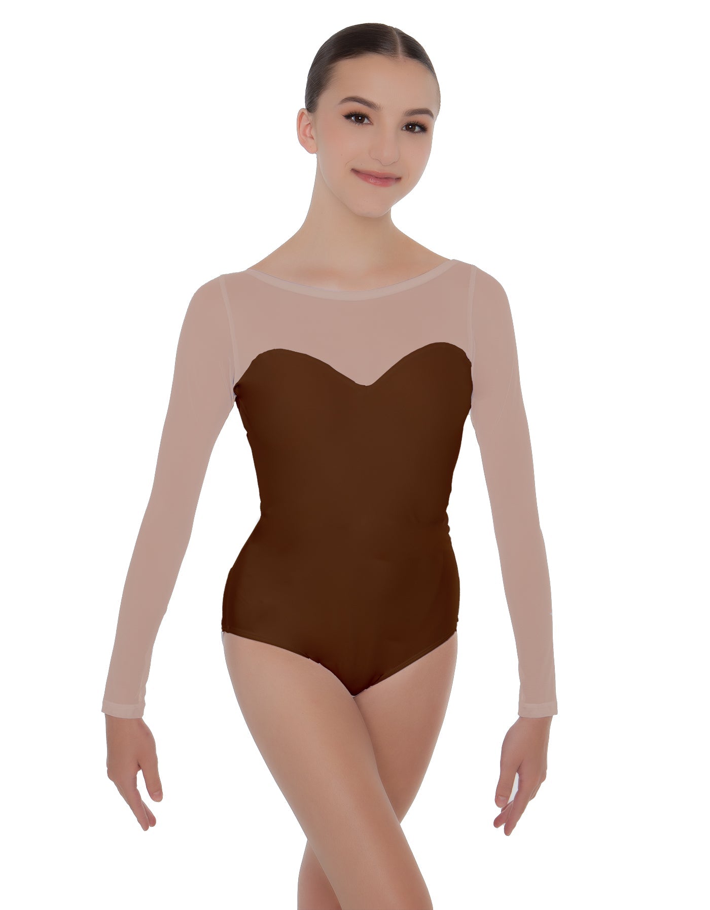 Solid Lycra LS Mesh Sweetheart Leotard