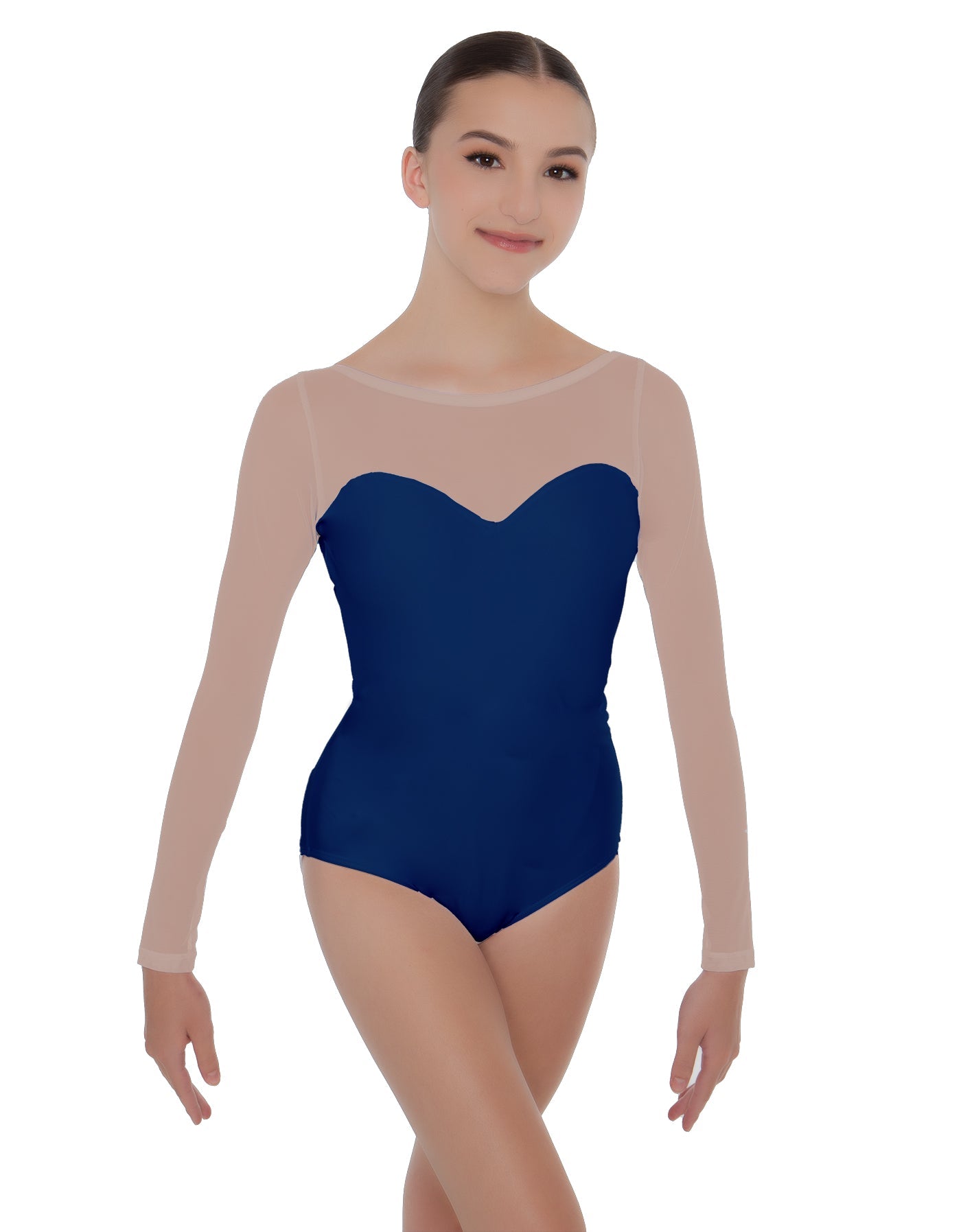 Solid Lycra LS Mesh Sweetheart Leotard