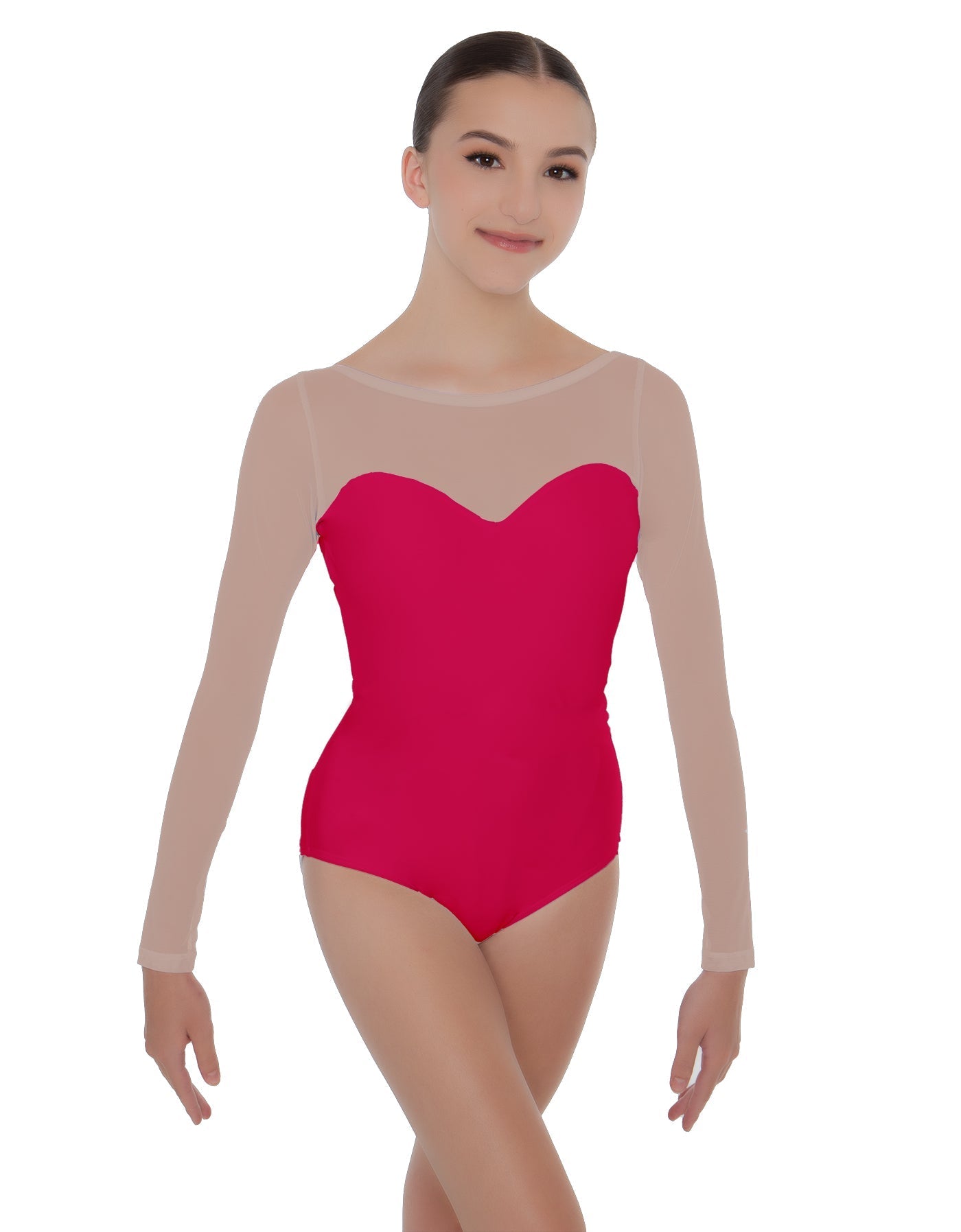 Solid Lycra LS Mesh Sweetheart Leotard